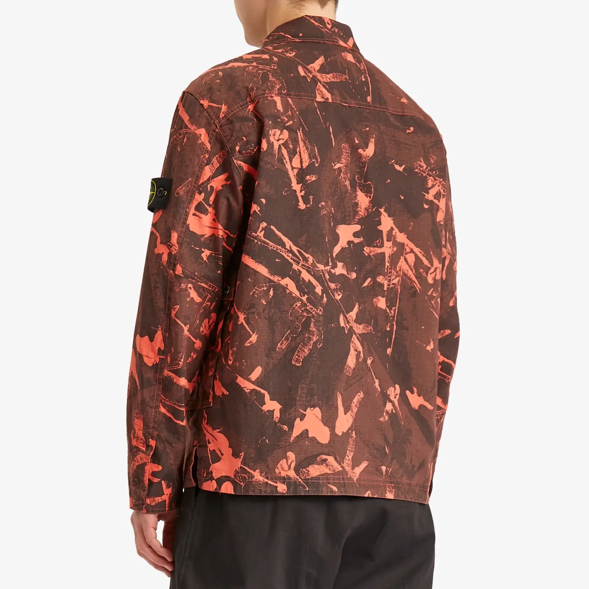 Stone Island Men's Scan Camo Ripstop-OVD Shirt Jacket Black