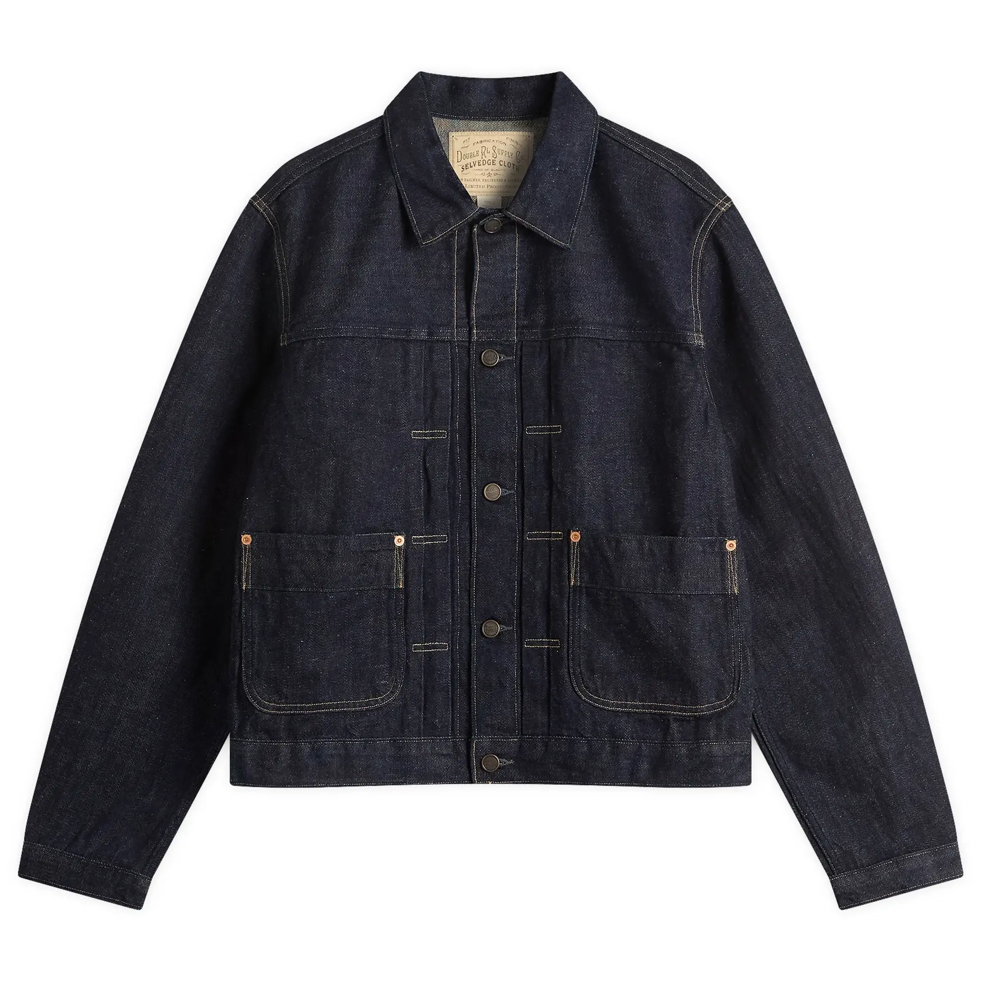 RRL Men's Dockman Chain Stitch Trucker Jacket Rinse