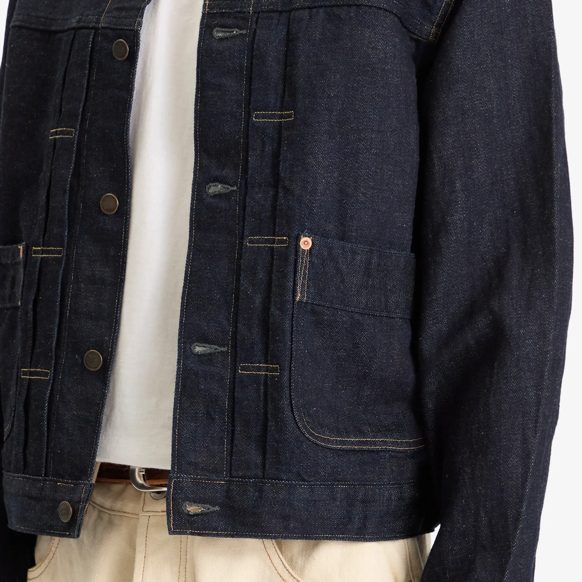 RRL Men's Dockman Chain Stitch Trucker Jacket Rinse