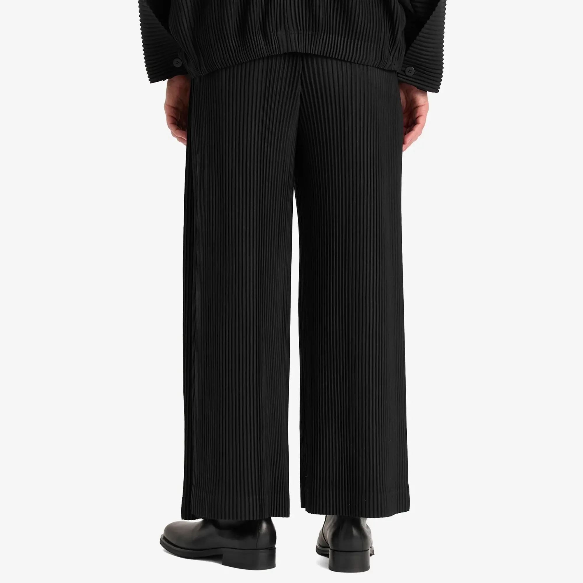 Homme Plissé Issey Miyake Men's Pleated Wide Trousers Black
