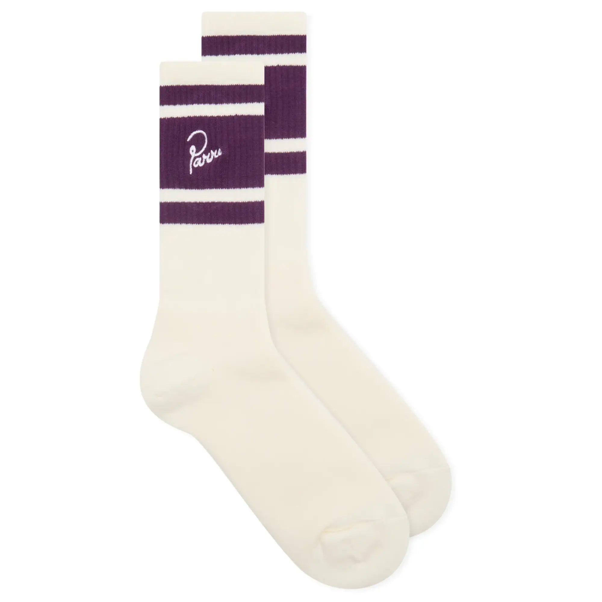 By Parra Men's Signature Striped Crew Socks Off White
