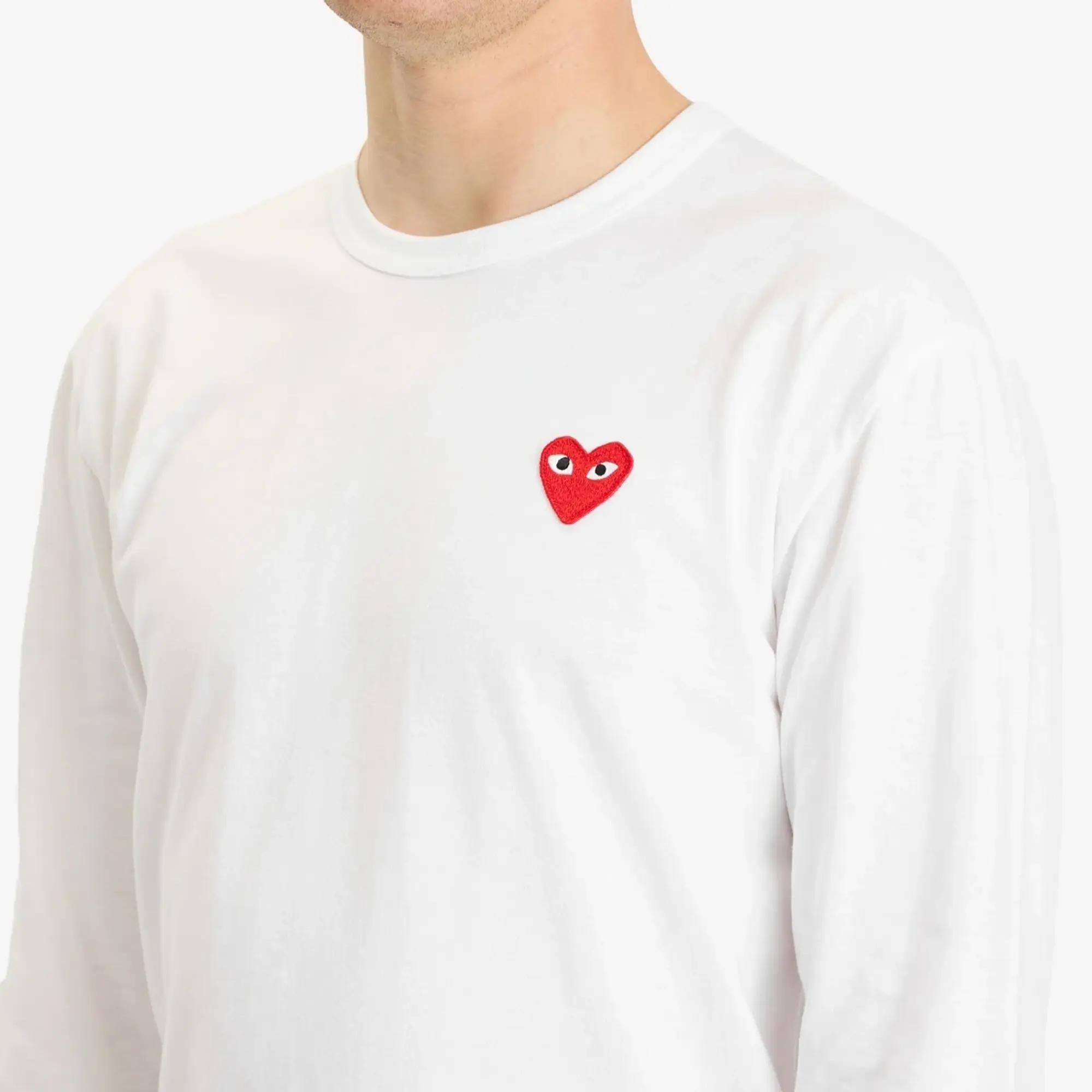 Comme des Garçons Play Men's Long Sleeve Basic Logo T-Shirt White/Red