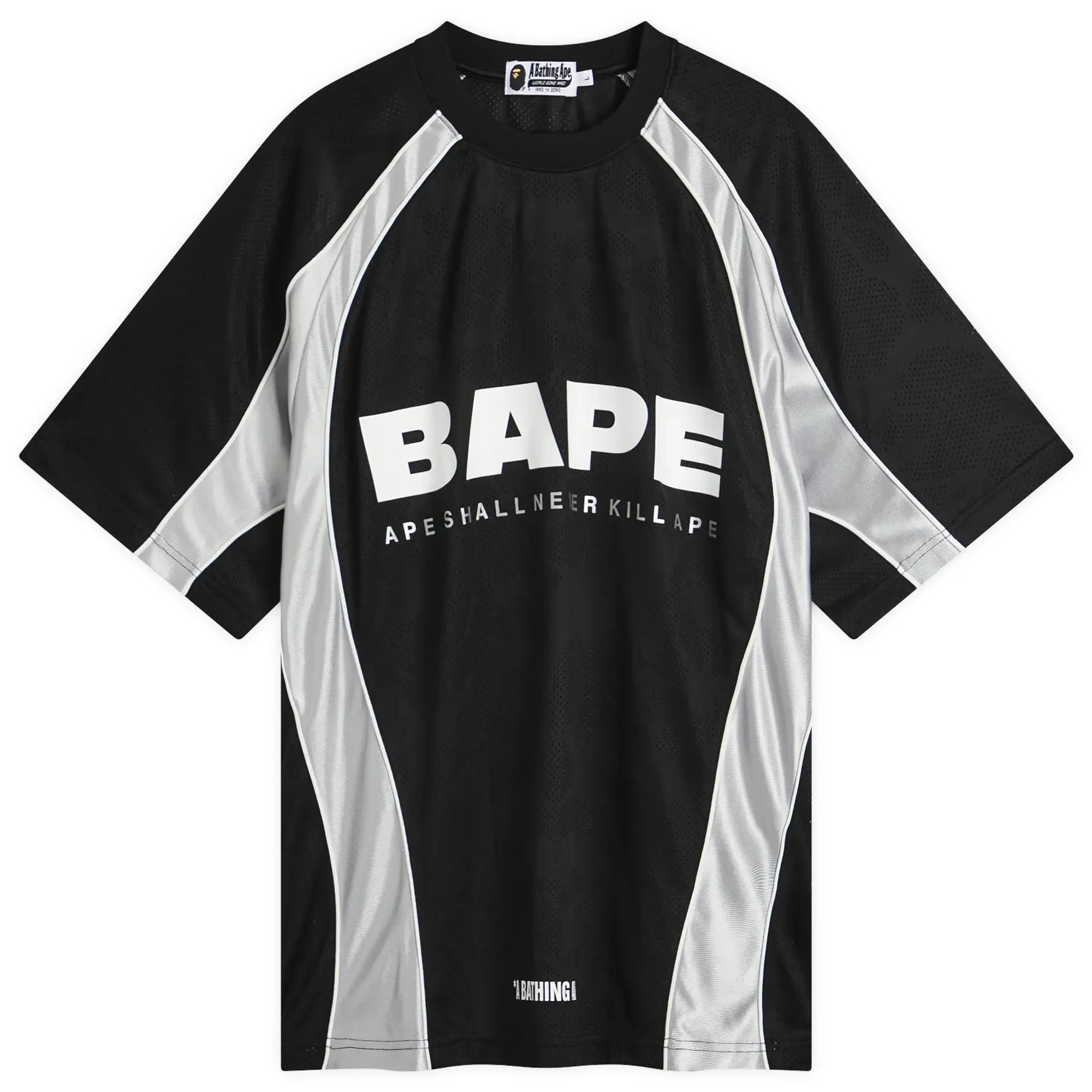 A Bathing Ape Men's Solid Camo Jacquard Multi Football Jersey Black