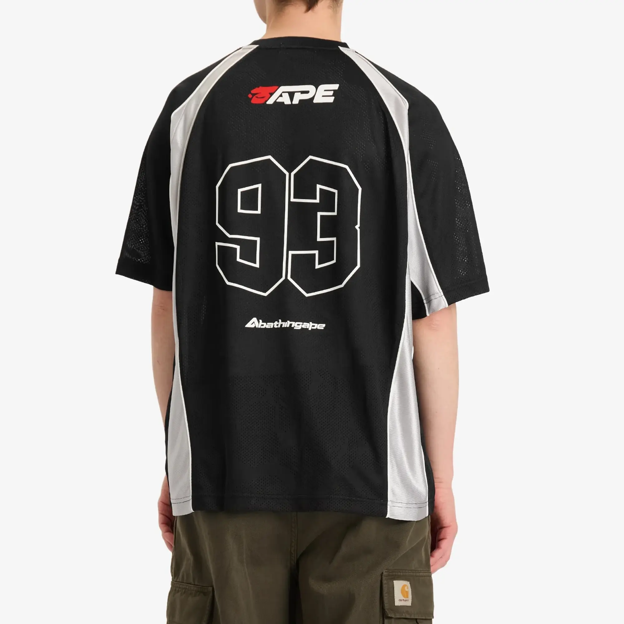 A Bathing Ape Men's Solid Camo Jacquard Multi Football Jersey Black