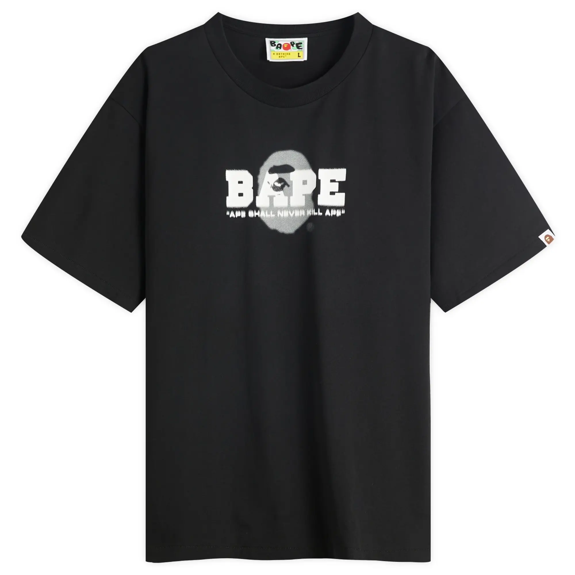 A Bathing Ape Men's Graffiti Logo Relaxed Fit Tee Black