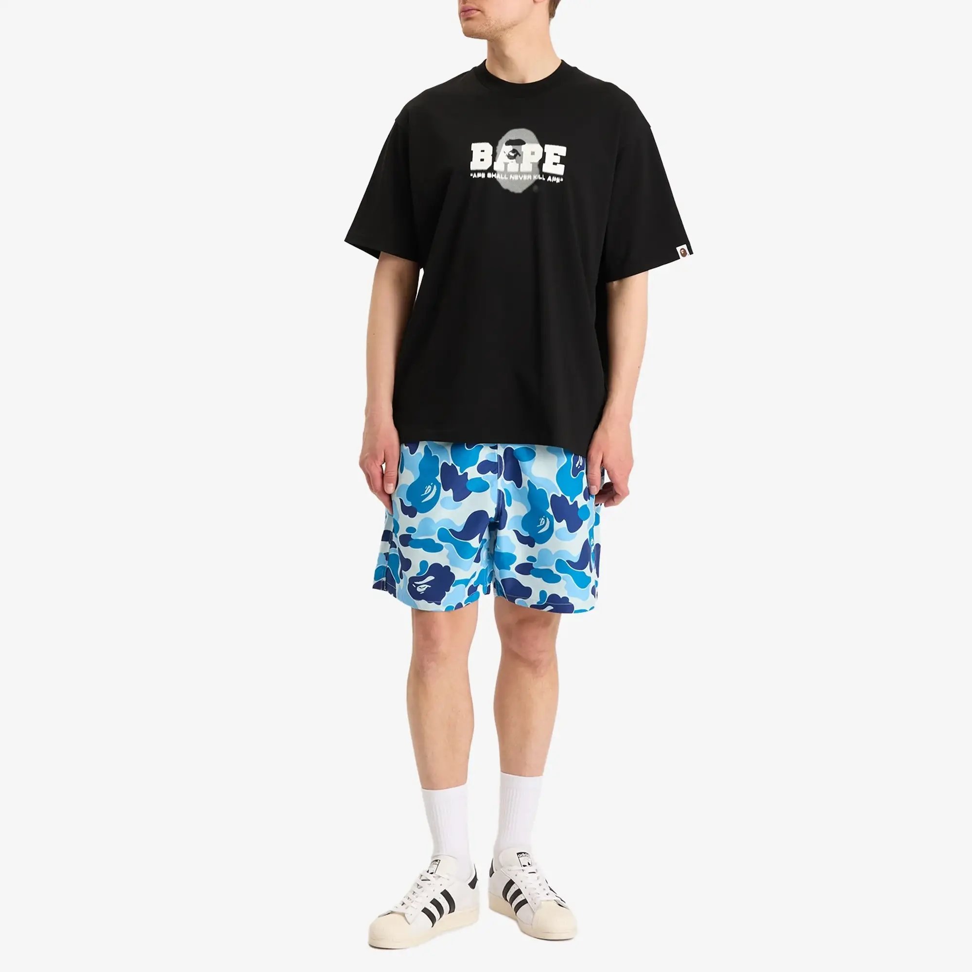 A Bathing Ape Men's Graffiti Logo Relaxed Fit Tee Black
