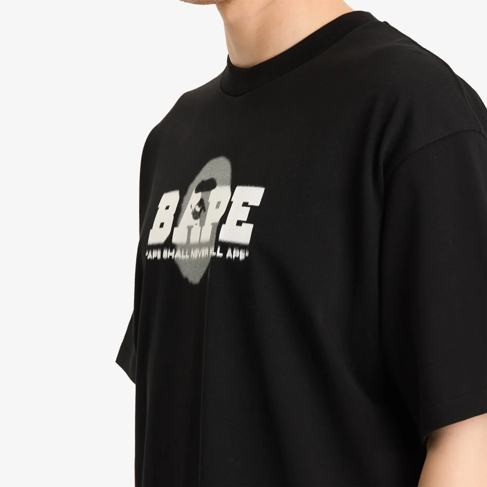A Bathing Ape Men's Graffiti Logo Relaxed Fit Tee Black