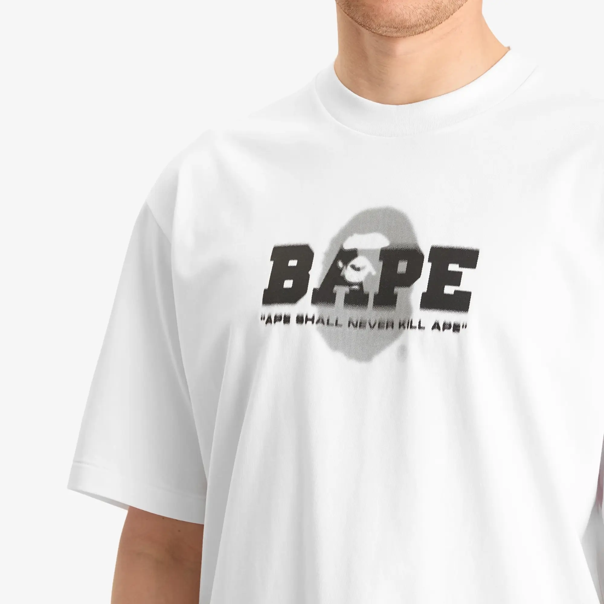 A Bathing Ape Men's Graffiti Logo Relaxed Fit Tee White