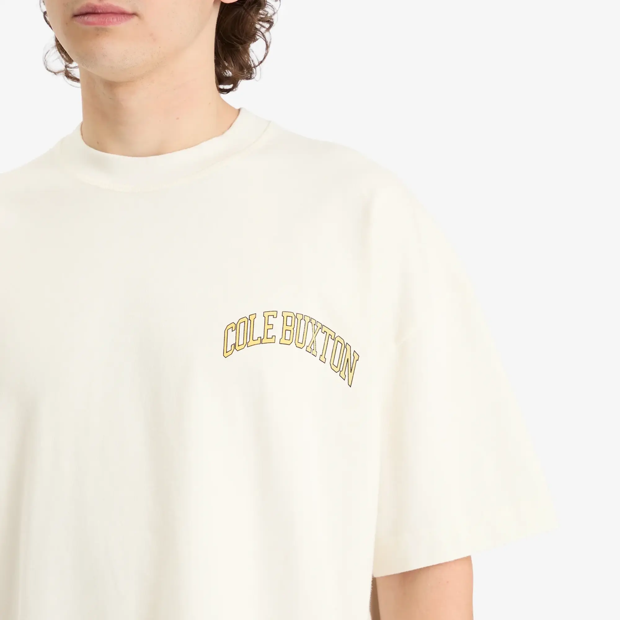 Cole Buxton Men's Yellow Arc T-Shirt Vintage White
