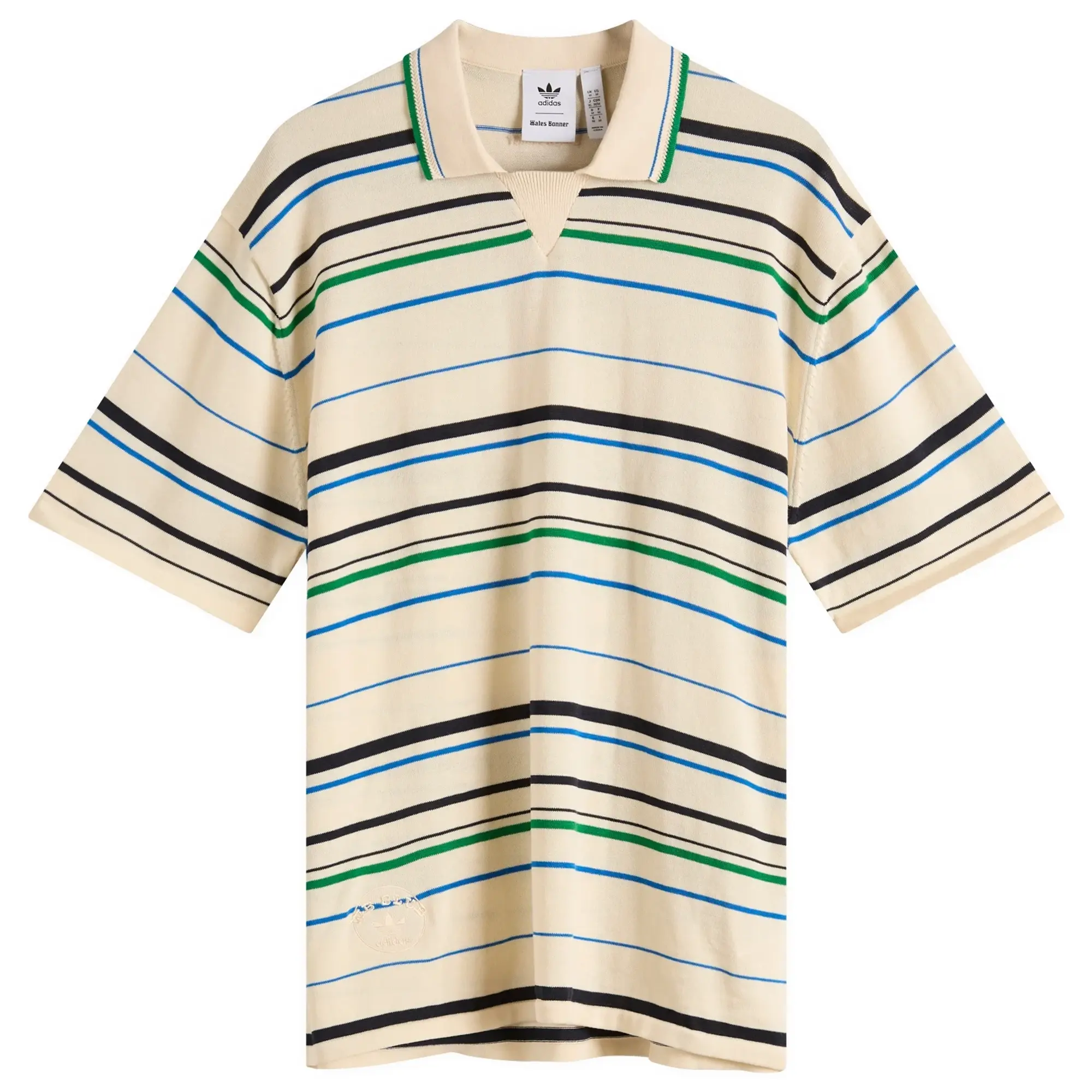 Adidas x Wales Bonner Knit Polo Shirt White/Green/Bluebird