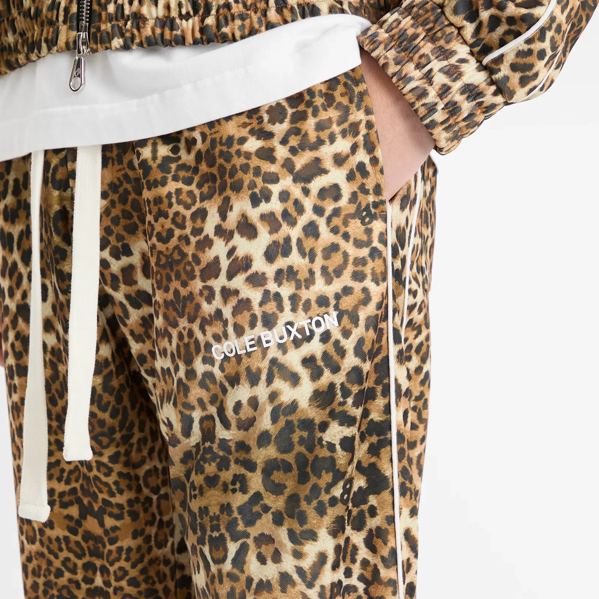 Cole Buxton Men's Leopard Piped Track Pant