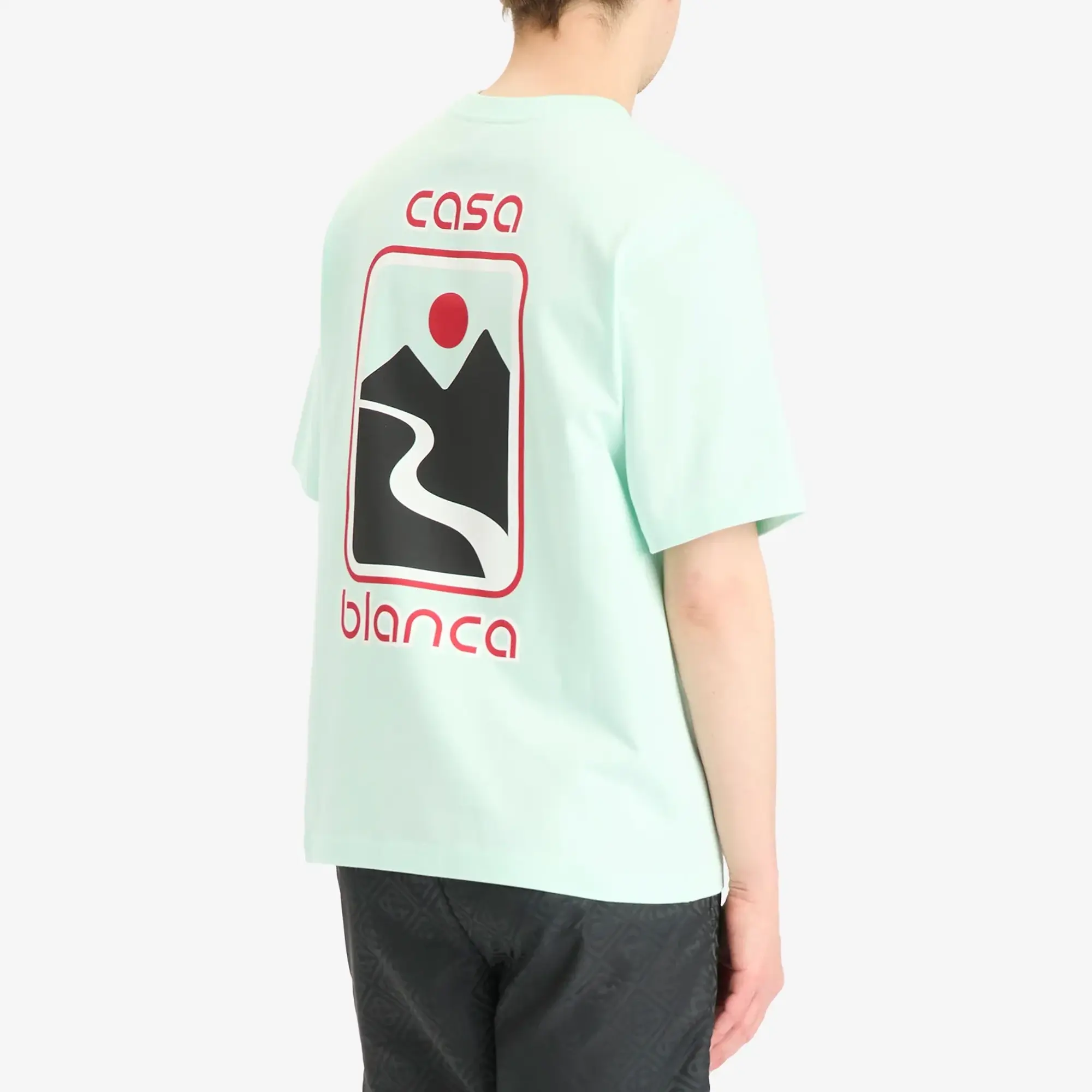 Casablanca Men's Sunset Valley Screen Printed Oversized T-Shirt Green