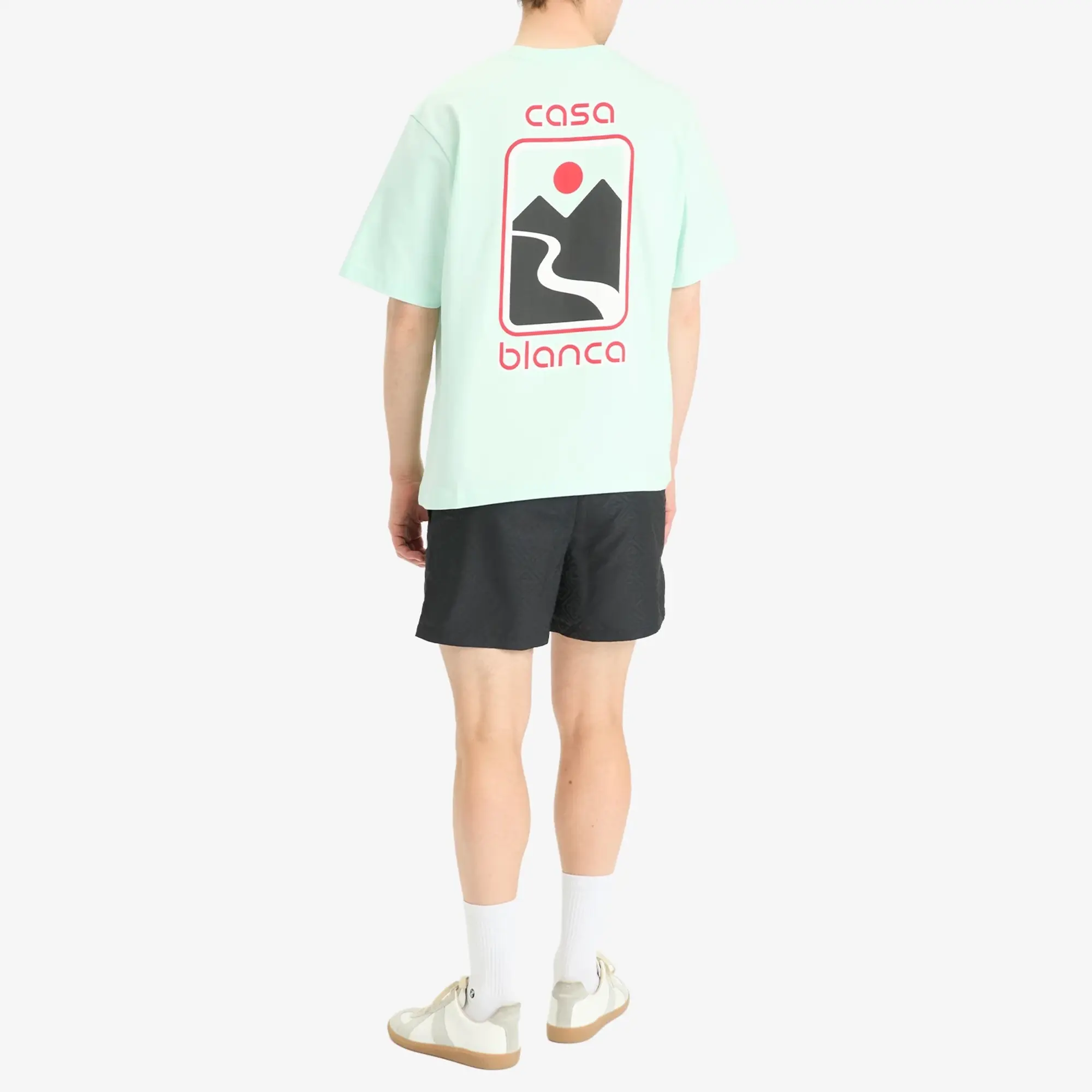 Casablanca Men's Sunset Valley Screen Printed Oversized T-Shirt Green
