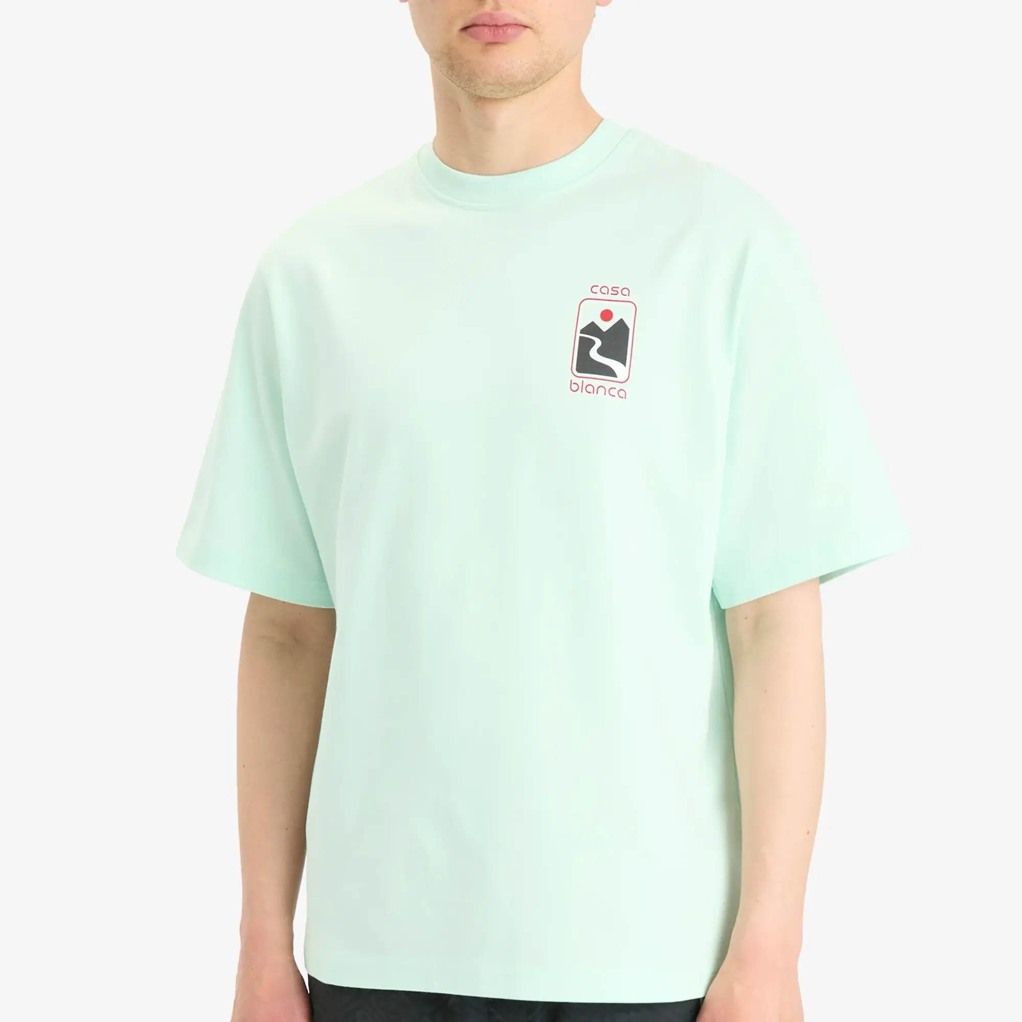 Casablanca Men's Sunset Valley Screen Printed Oversized T-Shirt Green
