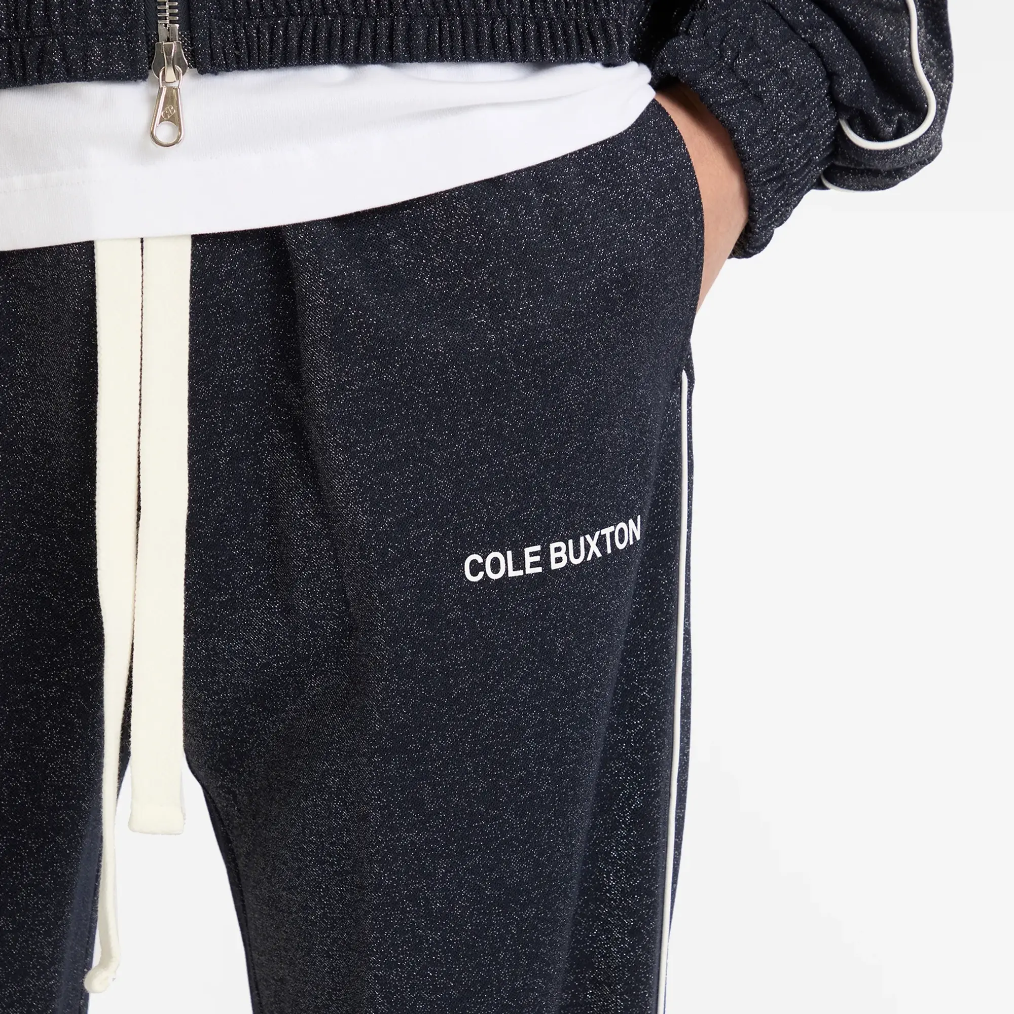 Cole Buxton Men's Glitter Piped Track Pant Navy