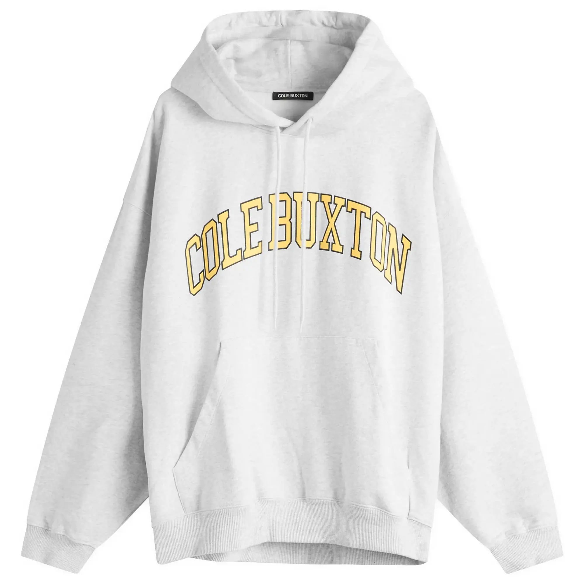 Cole Buxton Men's Yellow Arc Hoodie Light Grey Marl