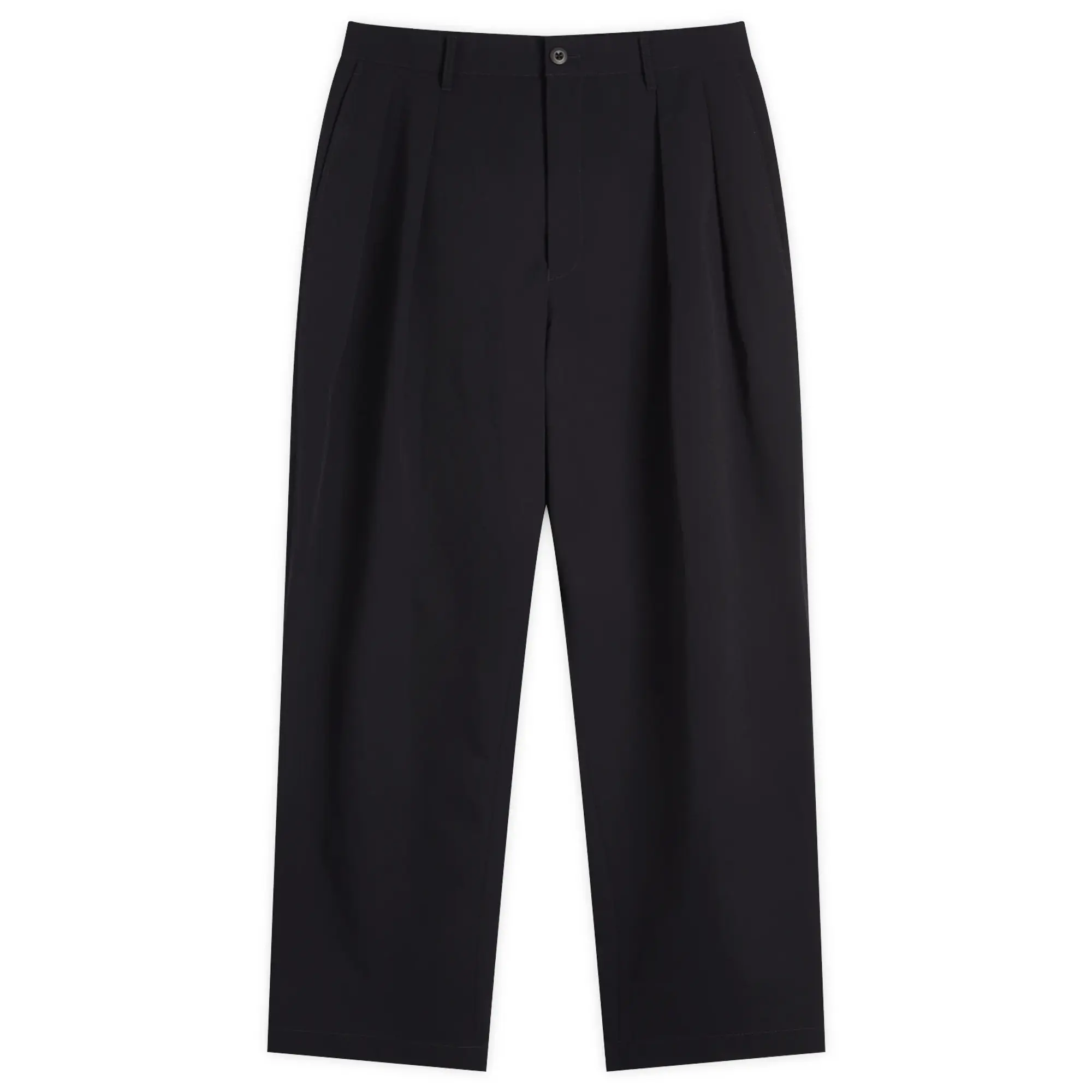 BEAMS Men's Mini Rip Pleated Trousers Navy