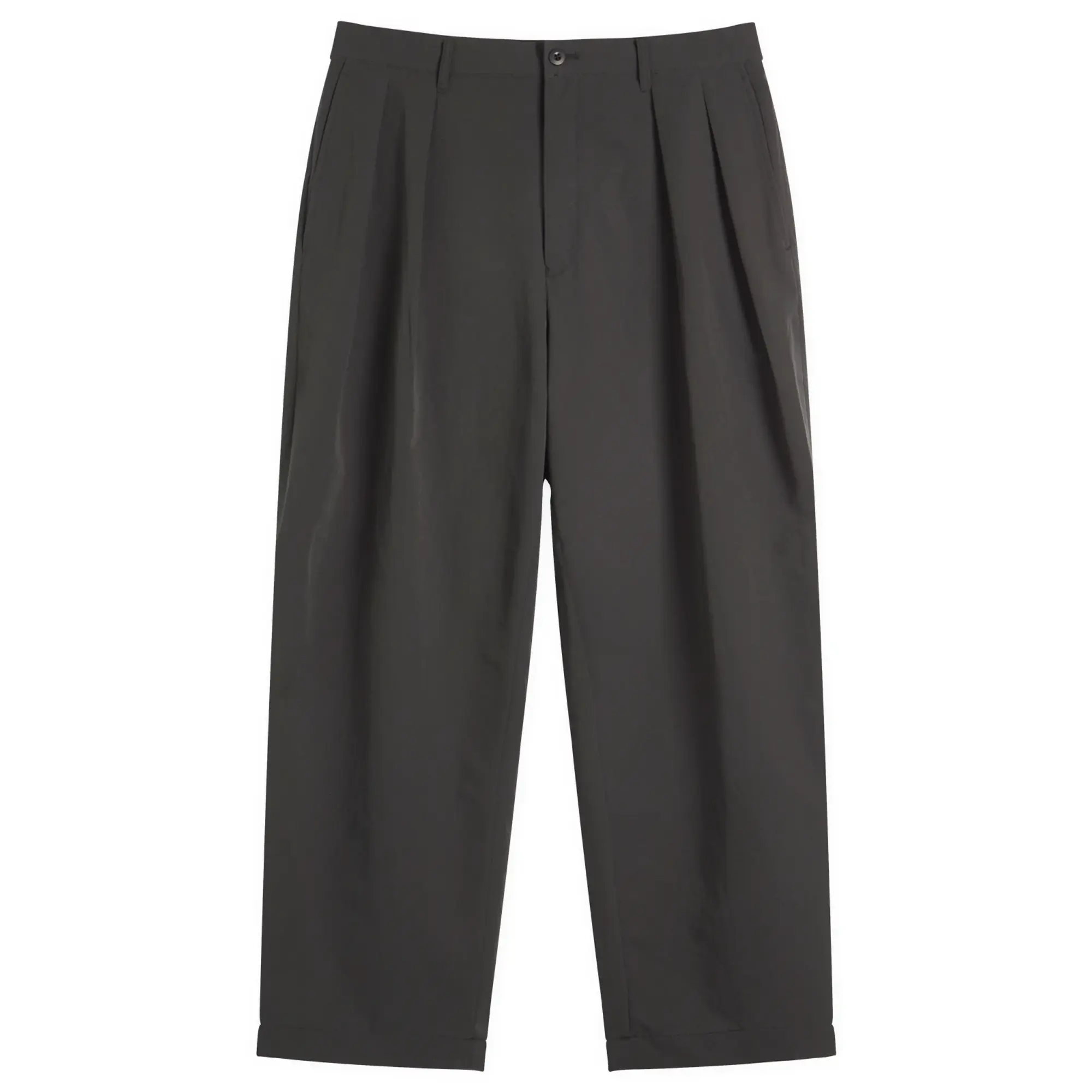 BEAMS Men's Mini Rip Pleated Trousers Charcoal