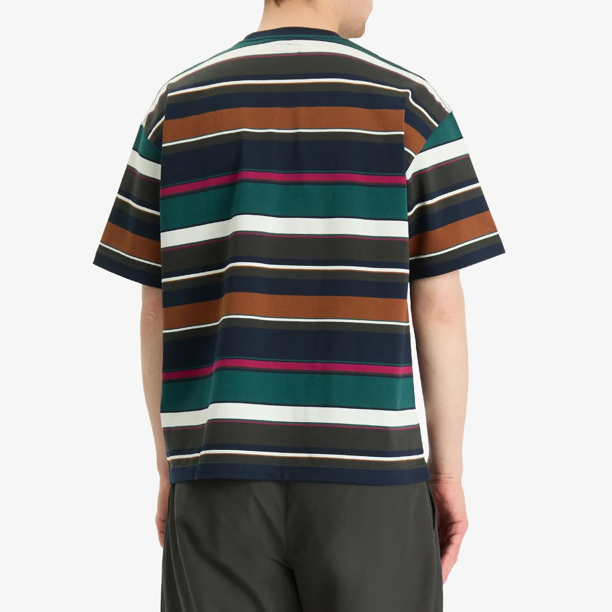 BEAMS Men's Multi Stripe Tee Navy