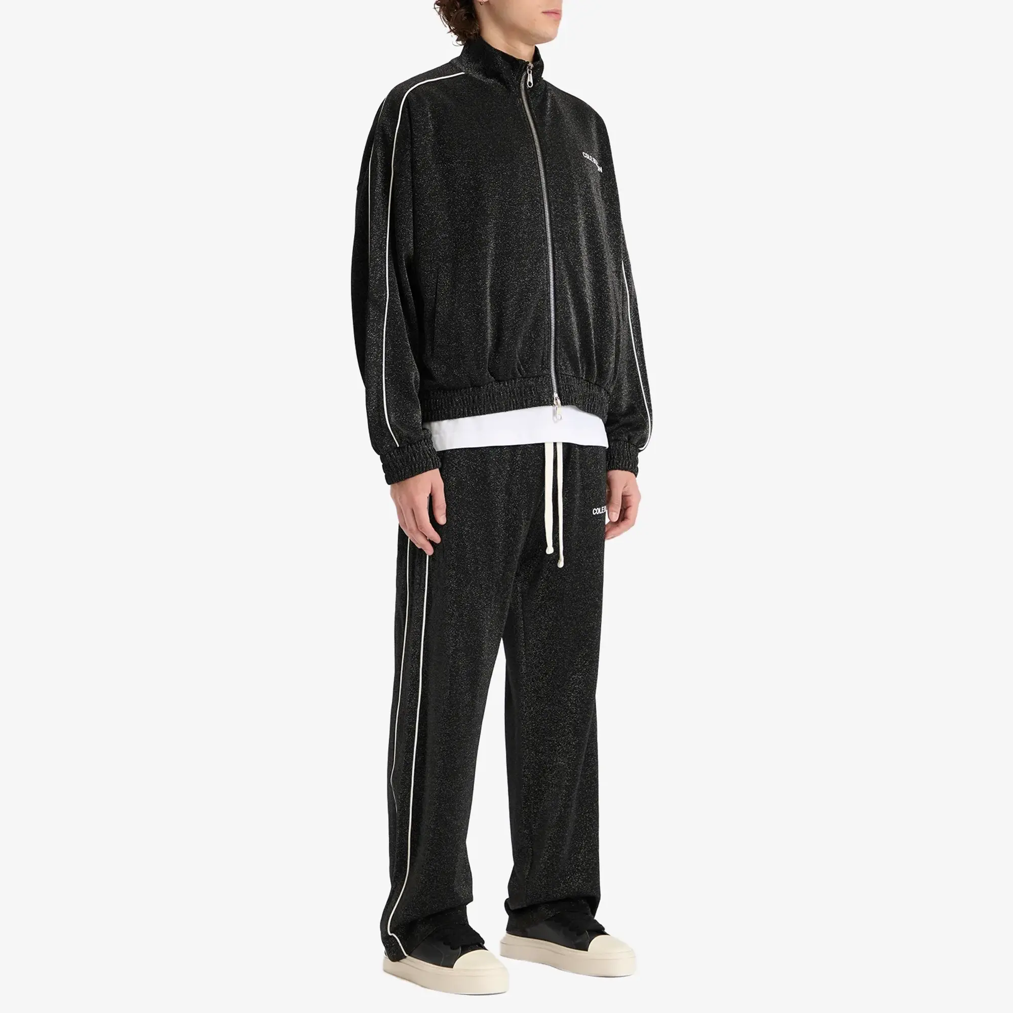Cole Buxton Men's Glitter Piped Track Pant Black