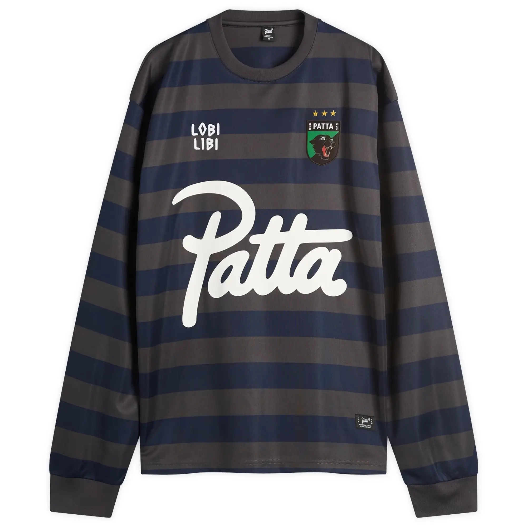 Patta Men's Stripe Long Sleeve Football Jersey Forged Iron