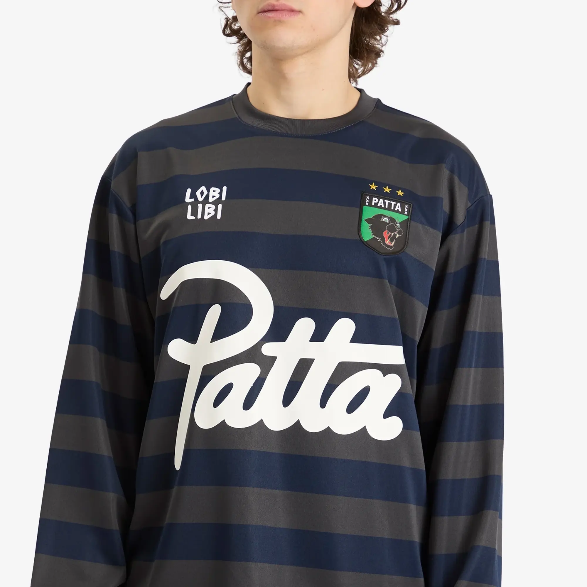 Patta Men's Stripe Long Sleeve Football Jersey Forged Iron
