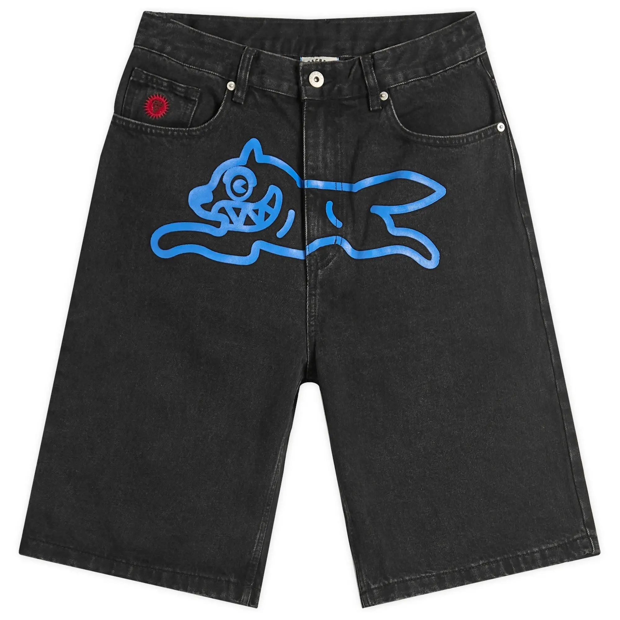 ICECREAM Men's Running Dog Denim Shorts Black