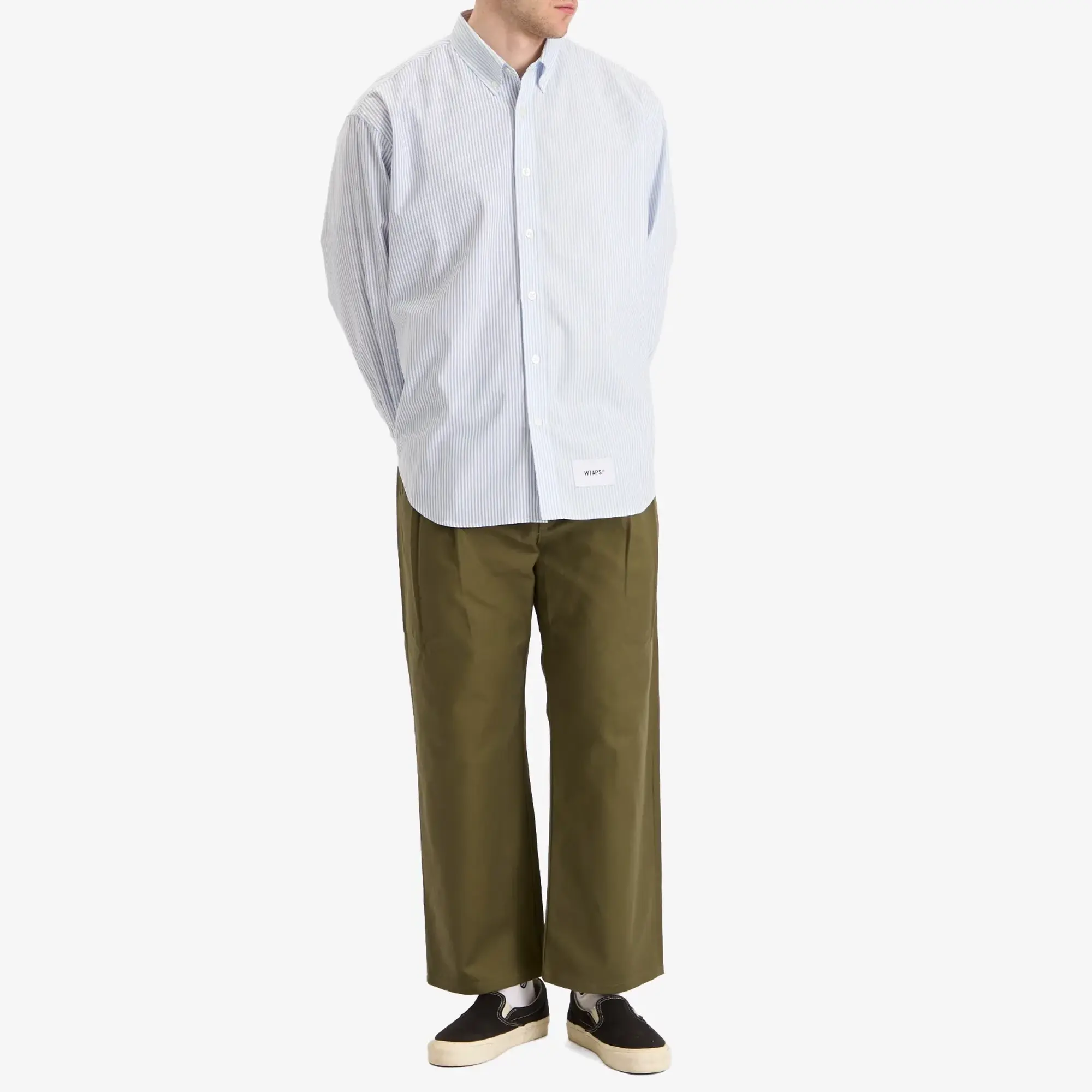 WTAPS Men's Two Tuck Wide Trousers Olive Drab