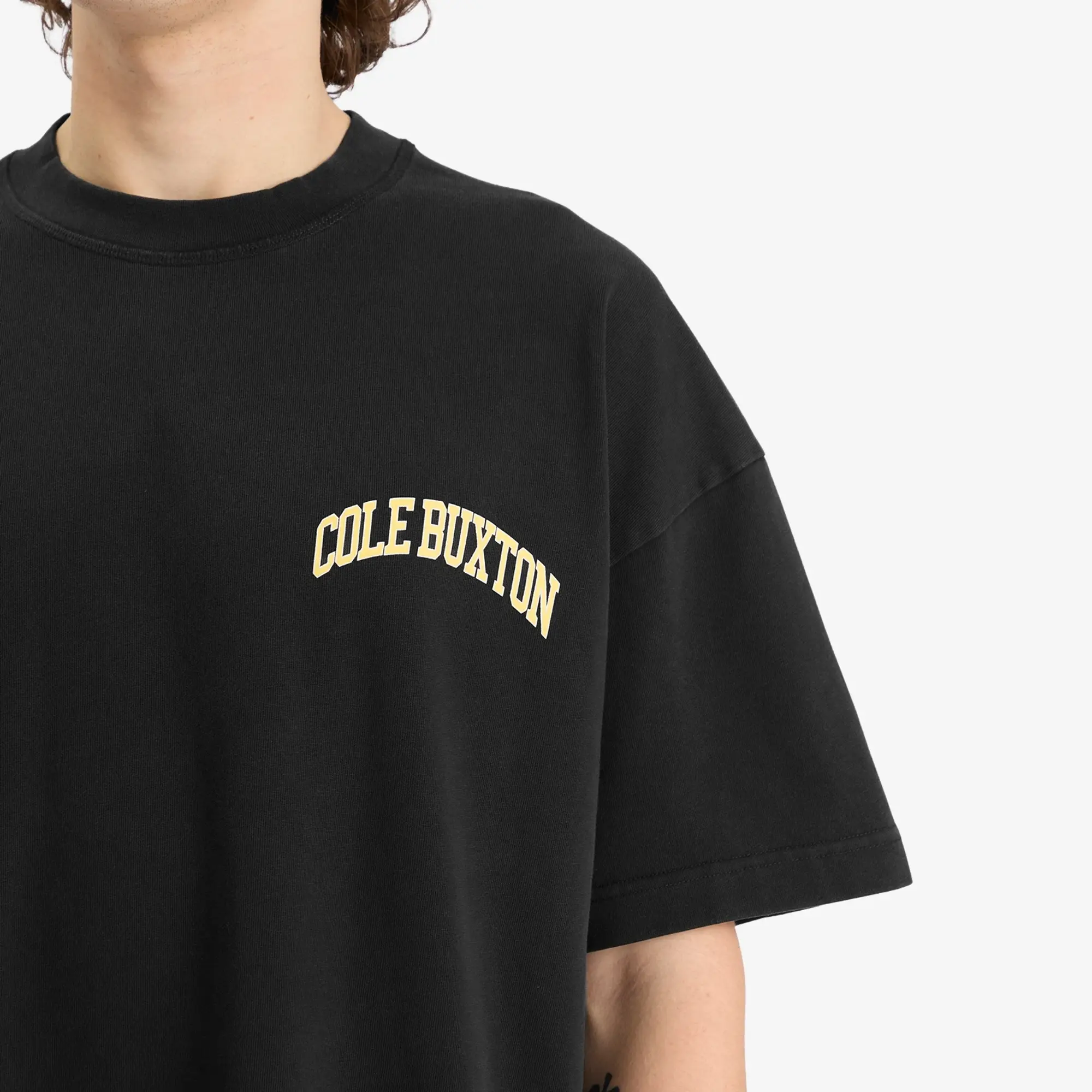 Cole Buxton Men's Yellow Arc T-Shirt Vintage Black