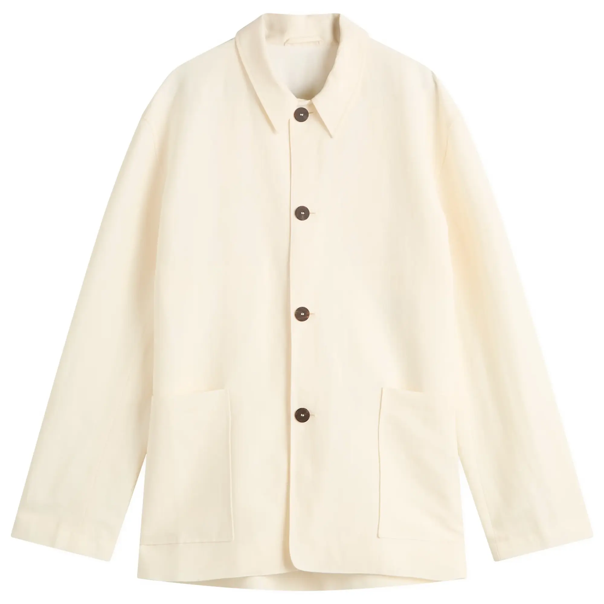 Studio Nicholson Men's Cotton Linen Shirt Jacket Parchment