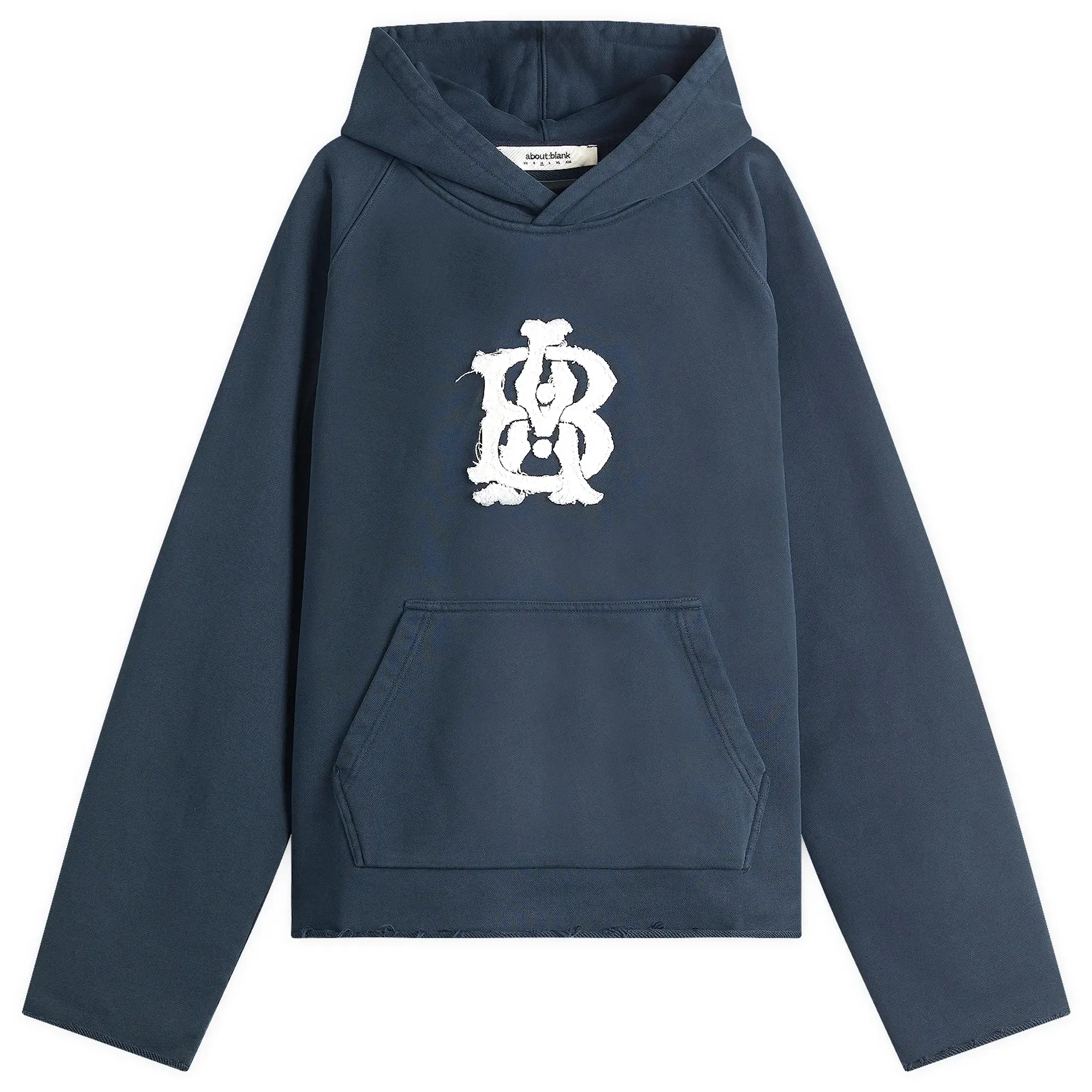 about:blank Men's Monogram Cut Off Hoodie Navy
