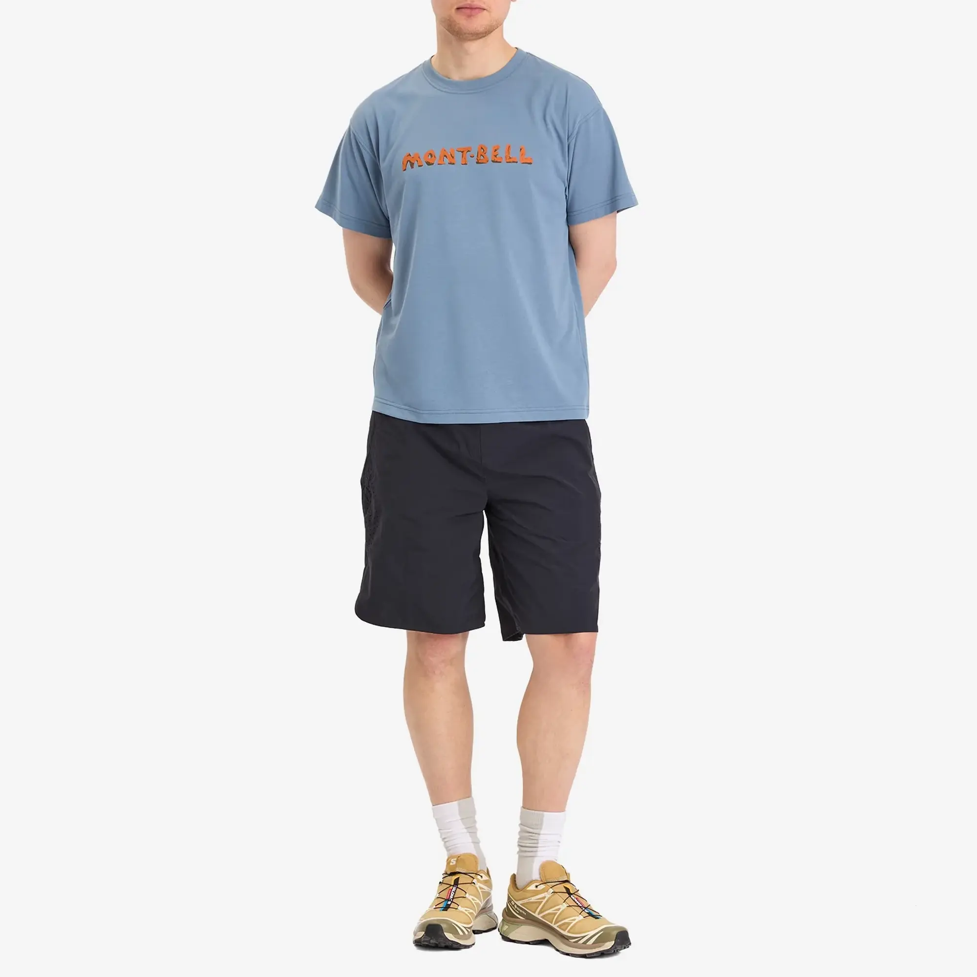 Montbell Men's Rock Logo Wickron T-Shirt Blue