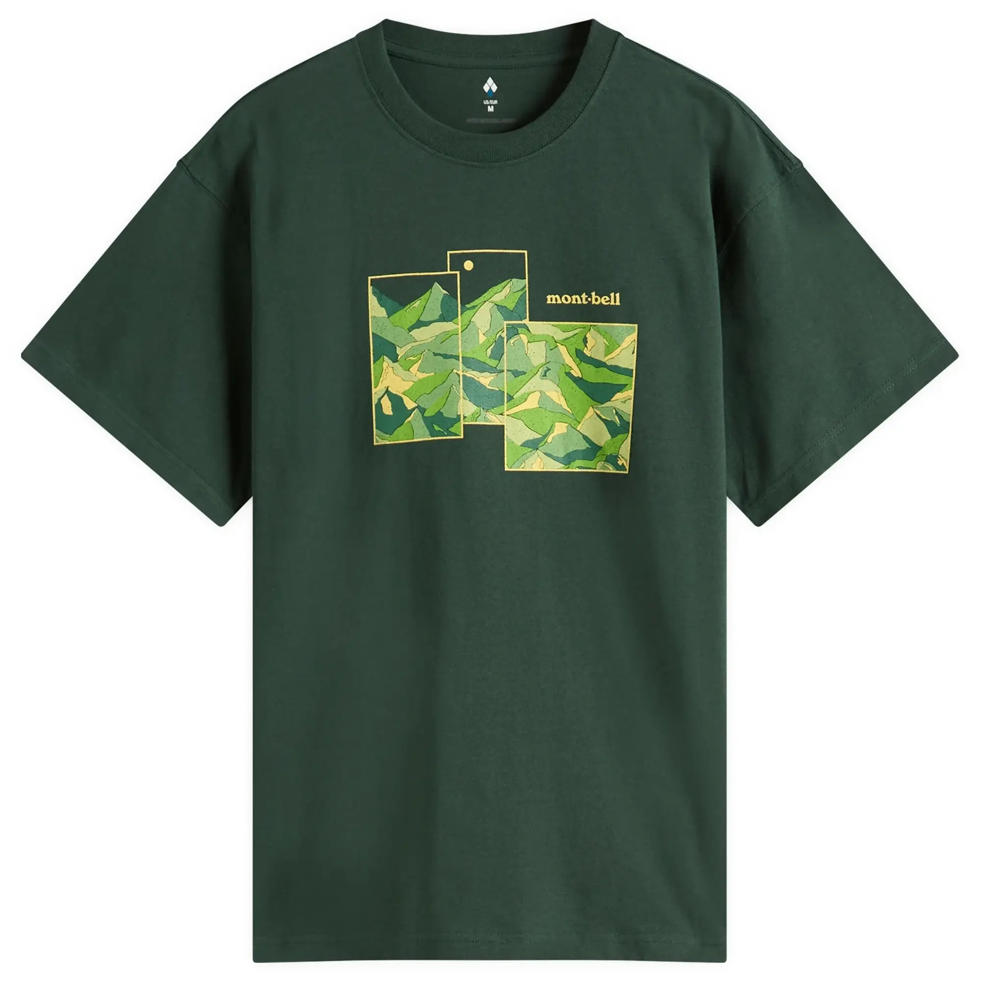 Montbell Men's Mountain Collage T-Shirt Dark Green