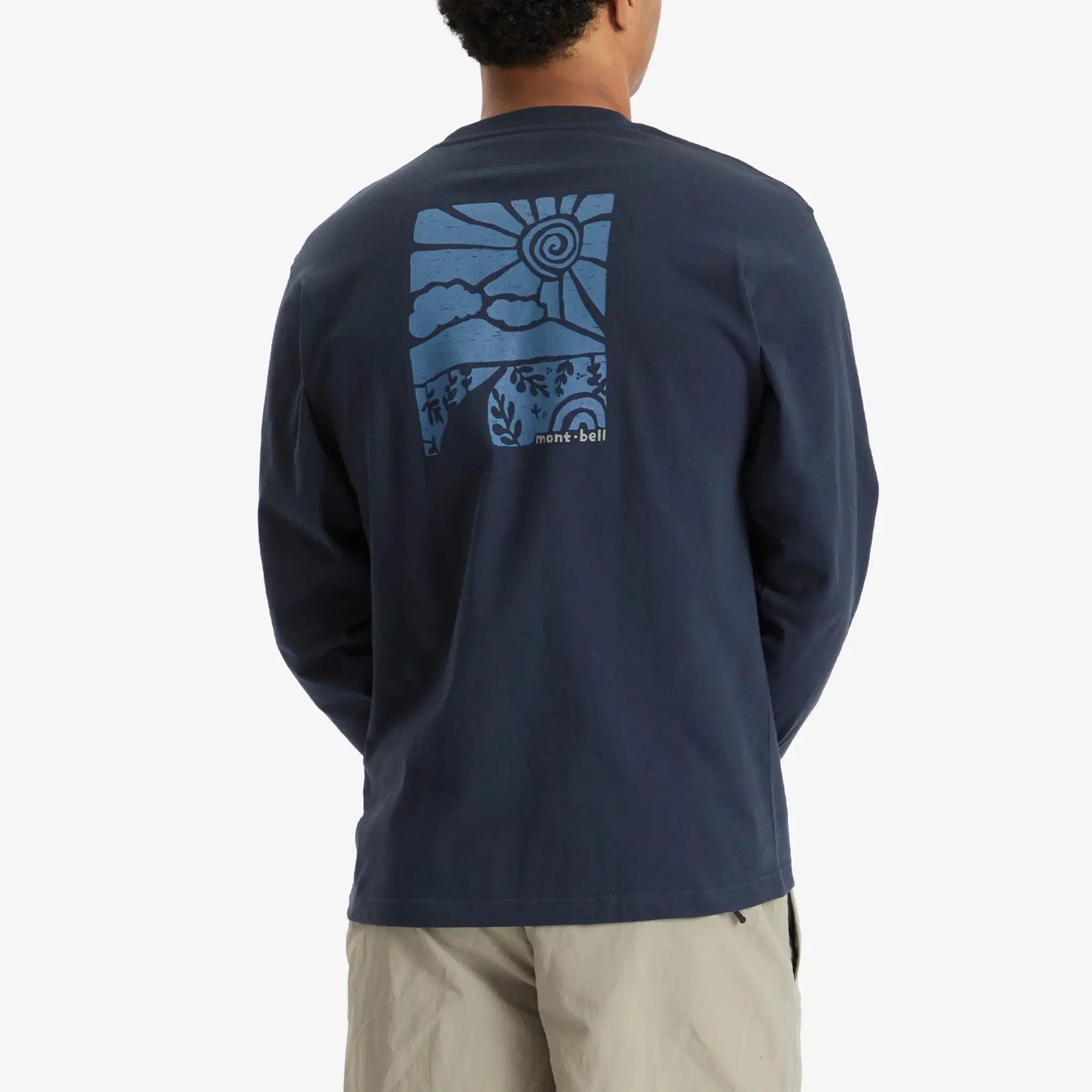 Montbell Men's Road To The Mountains Long Sleeve T-Shirt Navy