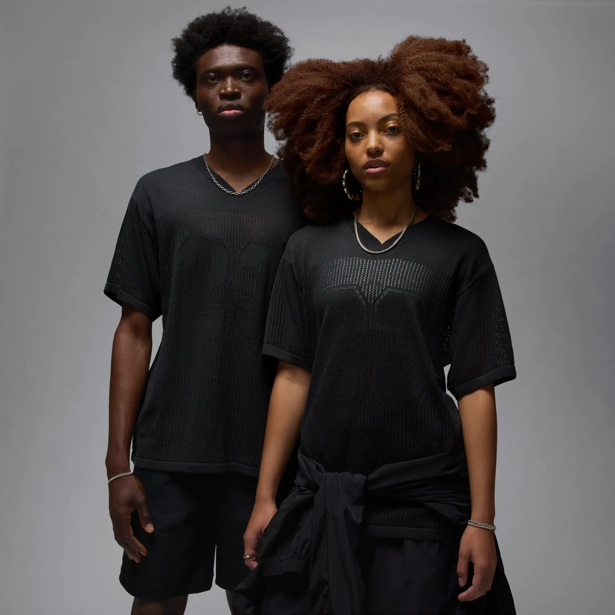 Nike Jordan Nike Air Jordan Men's Knit Jersey Top - Black - Acrylic/Lyocell/Linen