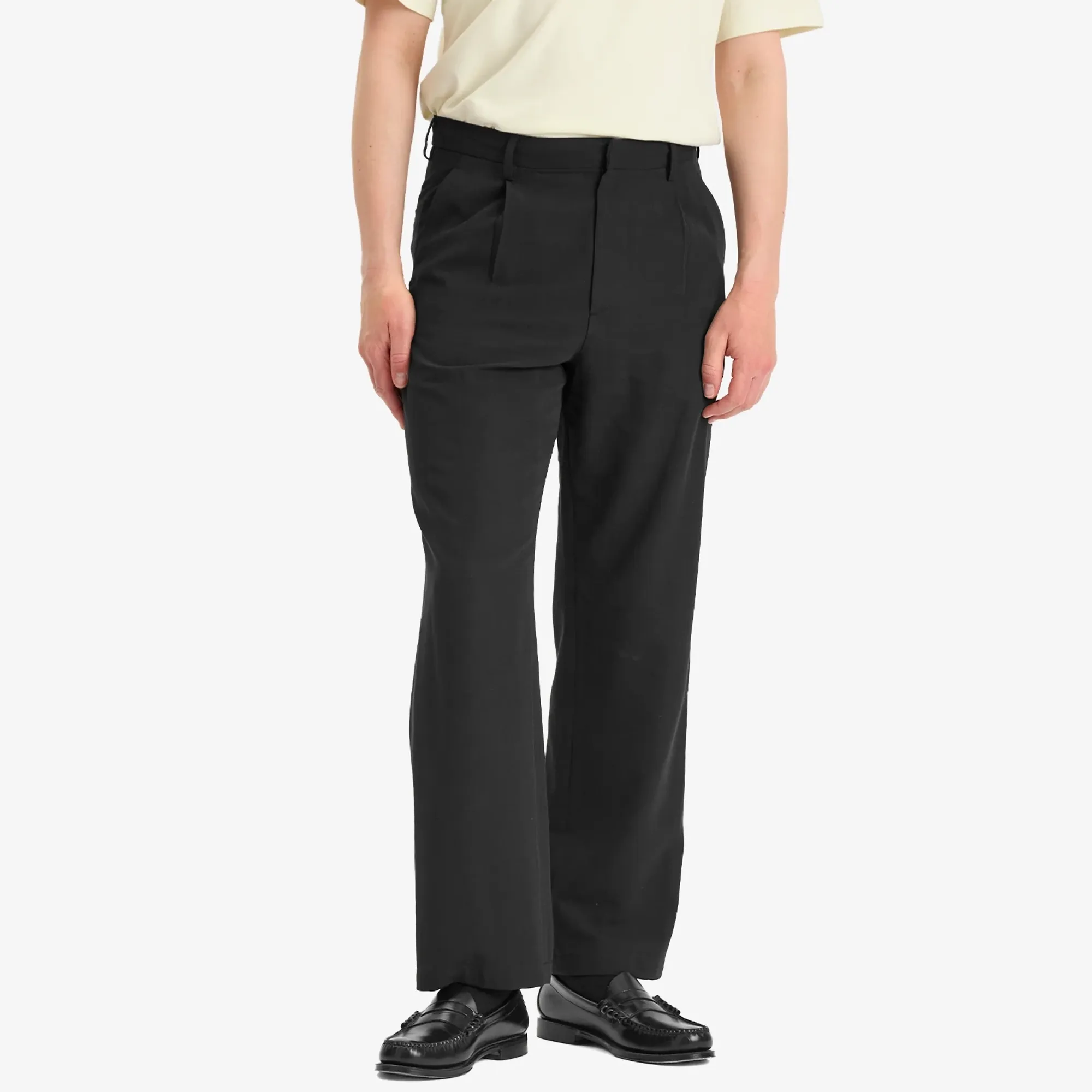 Auralee Men's Light Cotton Wool Viyella Slacks Black | A25SP02KV
