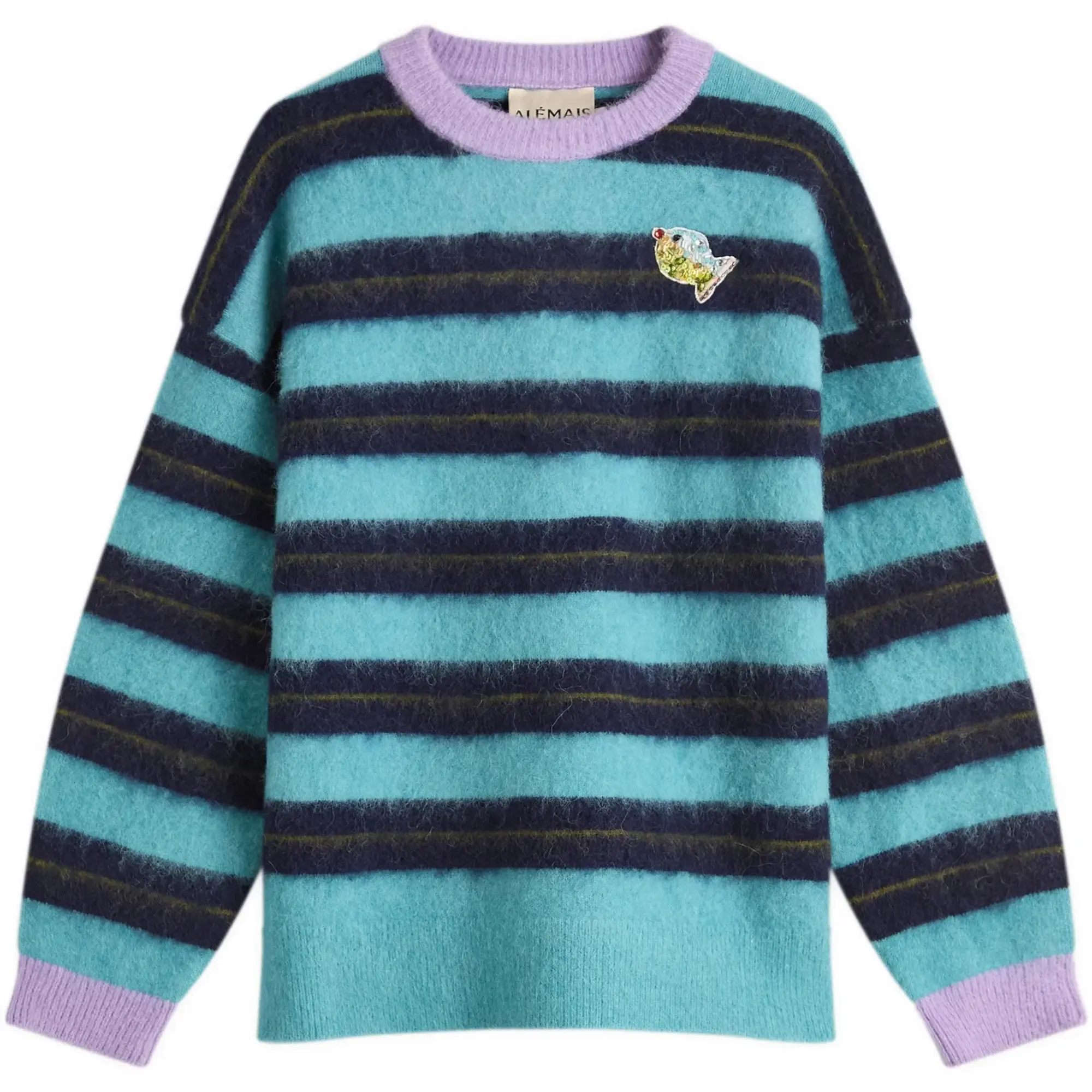 ALÉMAIS Women's Domenica Teal Stripe Sweater