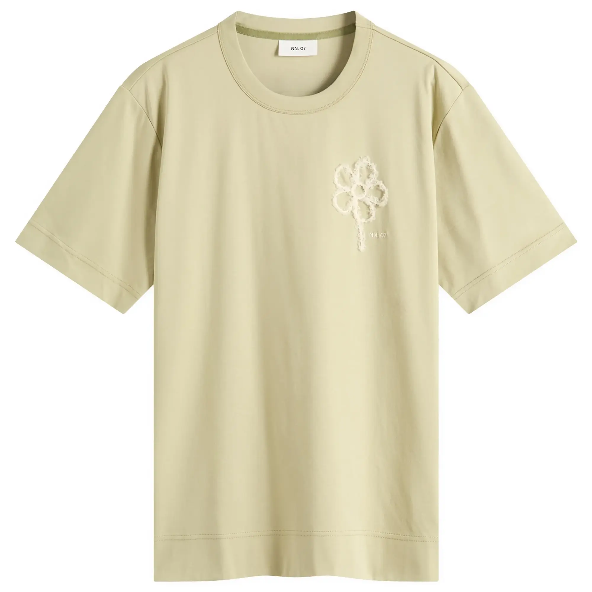 NN07 Men's Pedro Embroidered Flower T-Shirt Sage Green