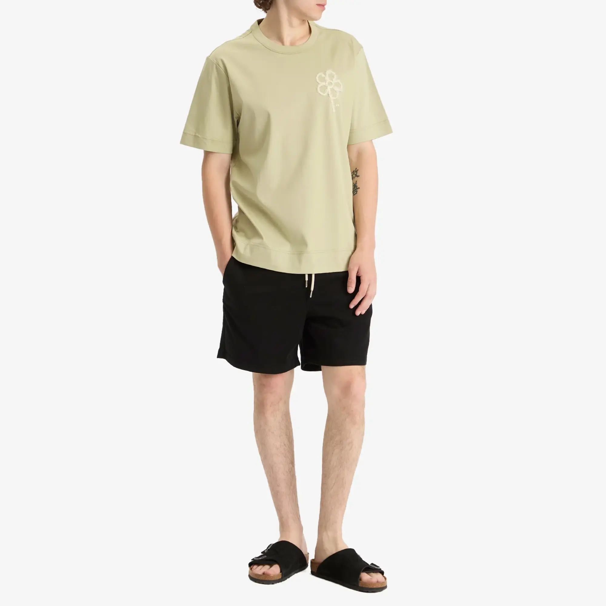 NN07 Men's Pedro Embroidered Flower T-Shirt Sage Green