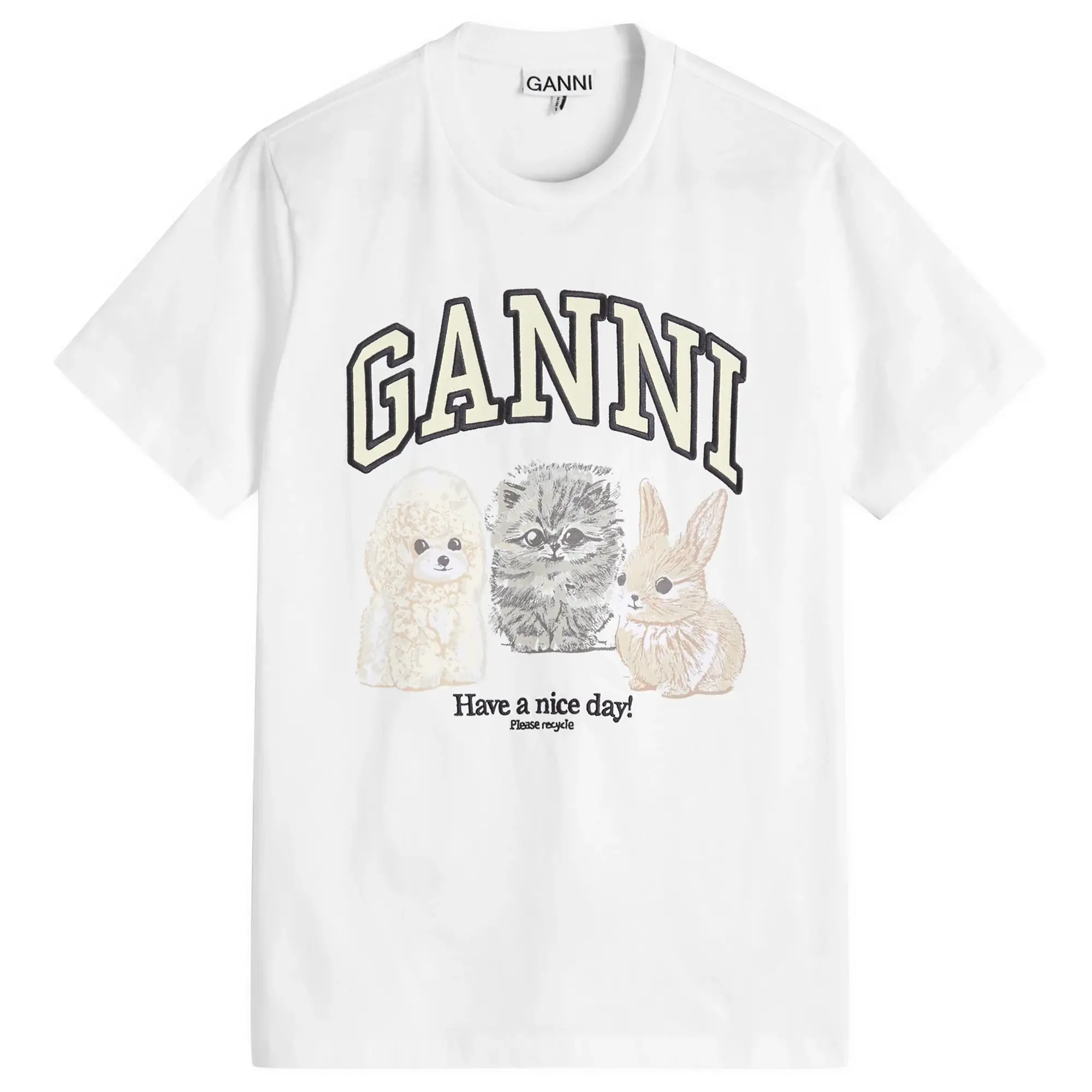 GANNI Women's Basic Cotton Jersey Animals Relaxed T-Shirt Bright White