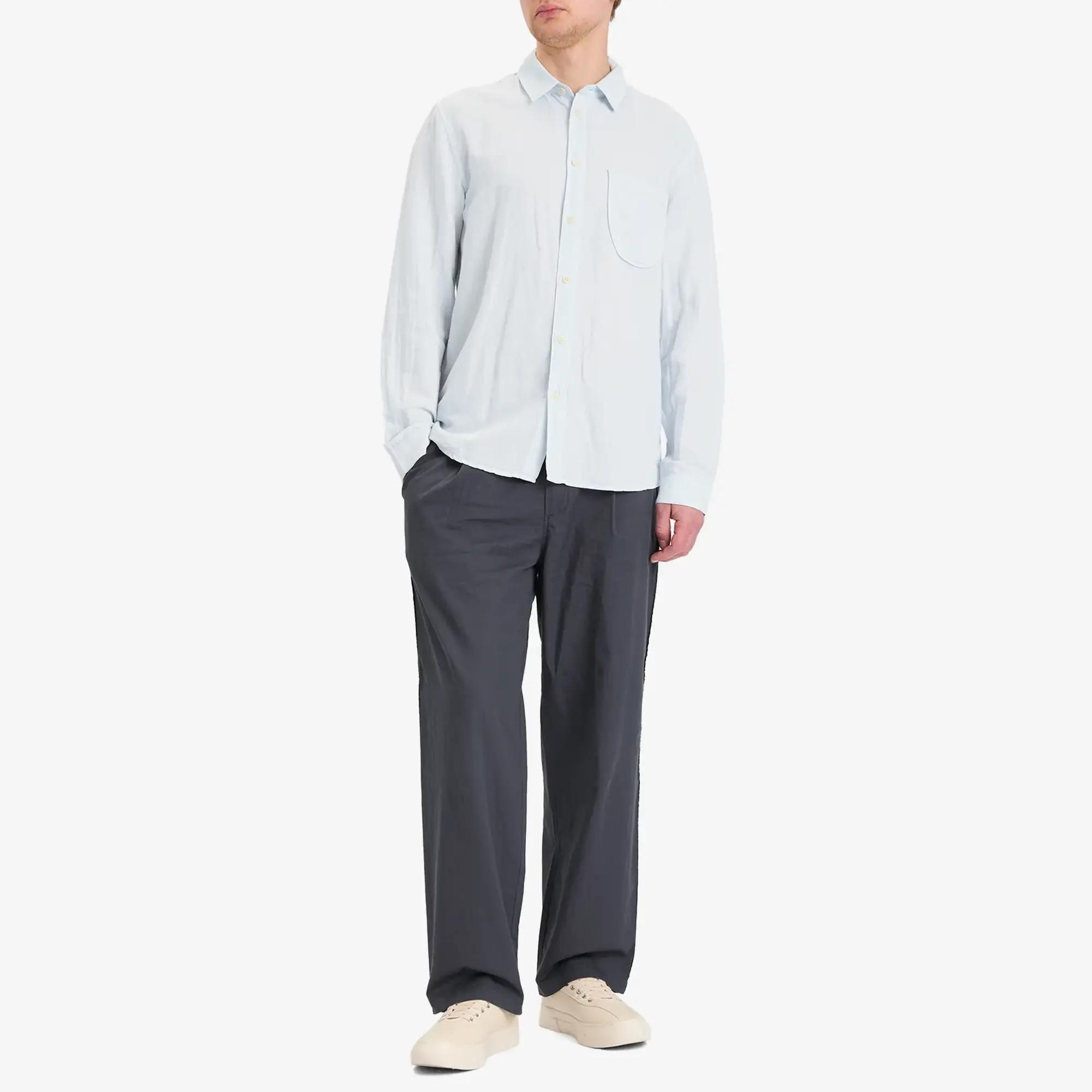 Folk Men's Contrast Pocket Shirt Soft Blue
