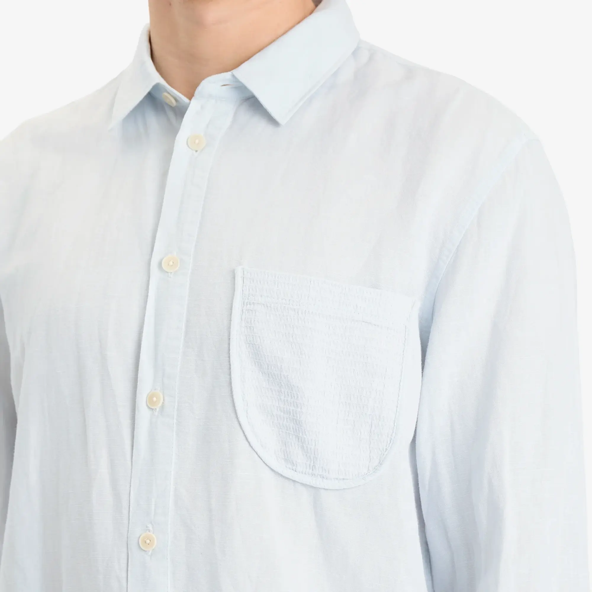 Folk Men's Contrast Pocket Shirt Soft Blue
