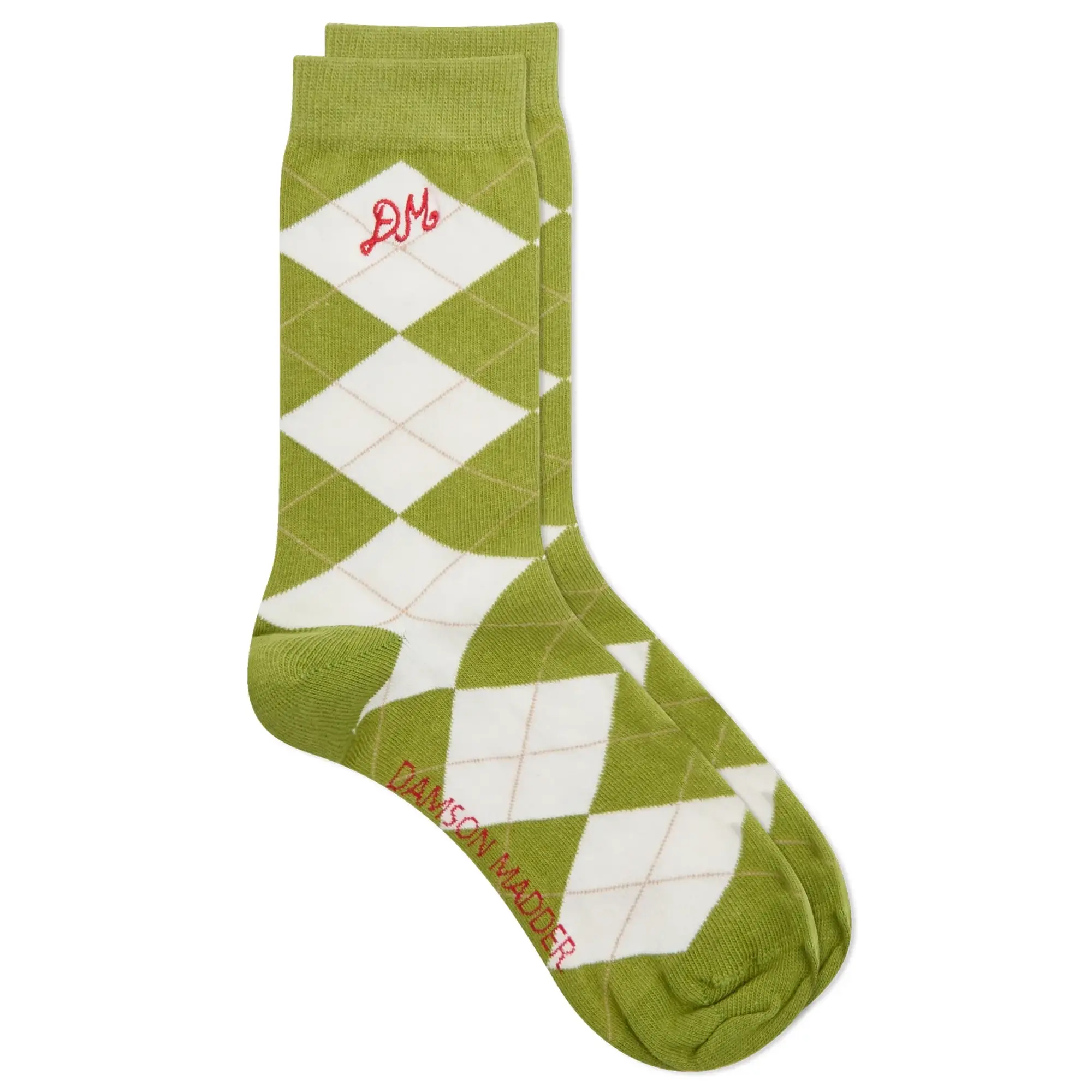 Damson Madder Women's Calf Length Argyle Socks Chartruse