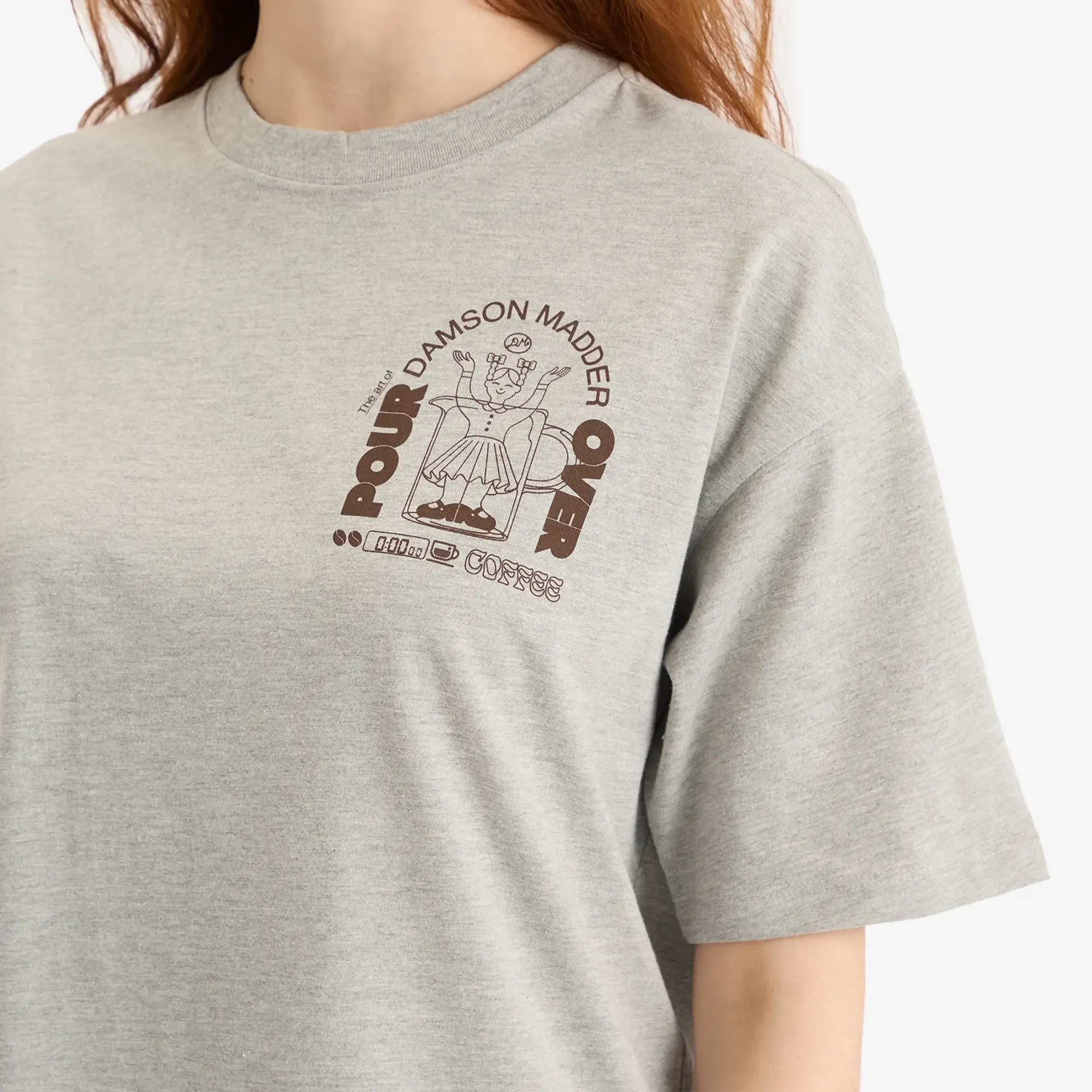 Damson Madder Women's Pour Over Coffee T-Shirt Grey