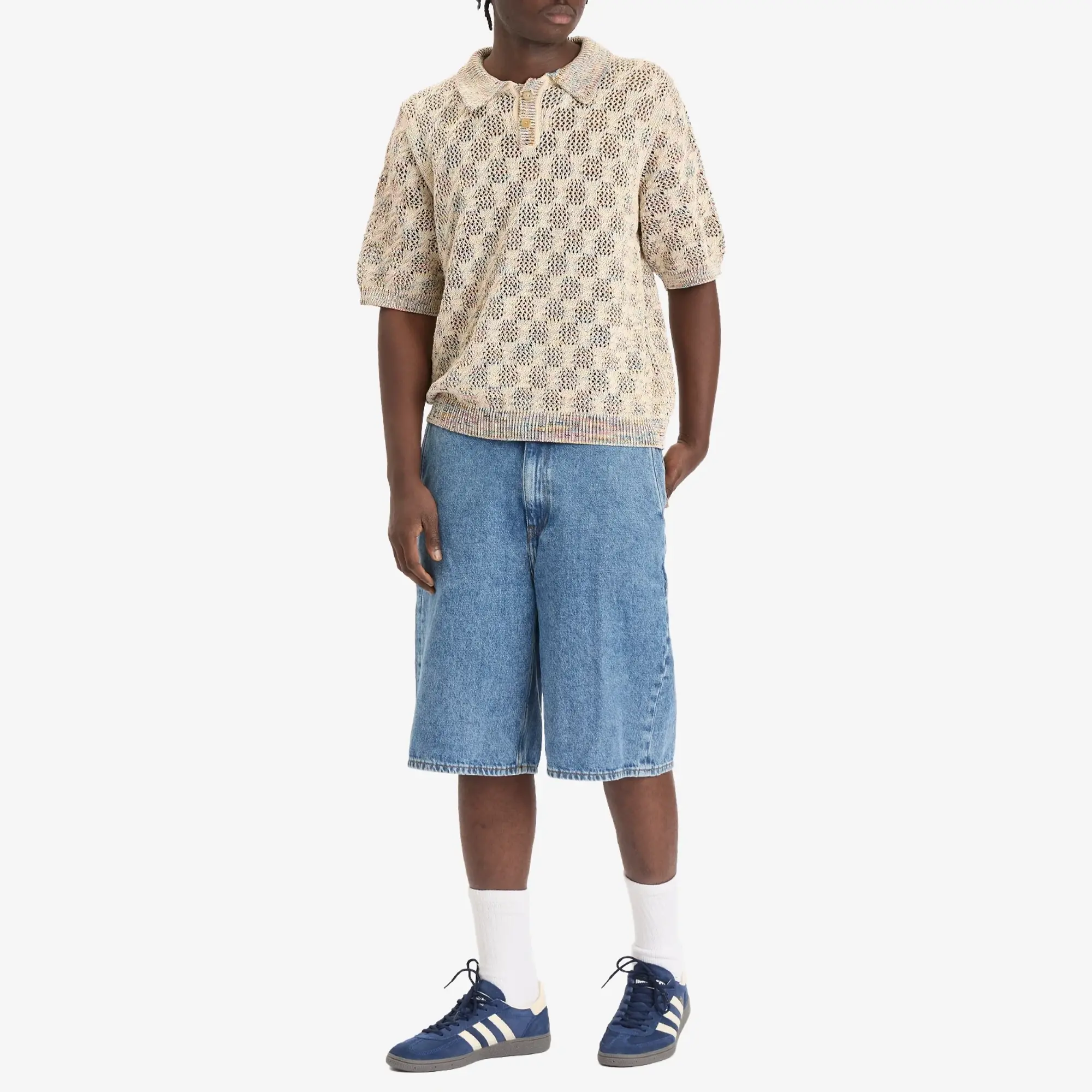 Corridor Men's Cable Knit Polo Shirt Neutrals