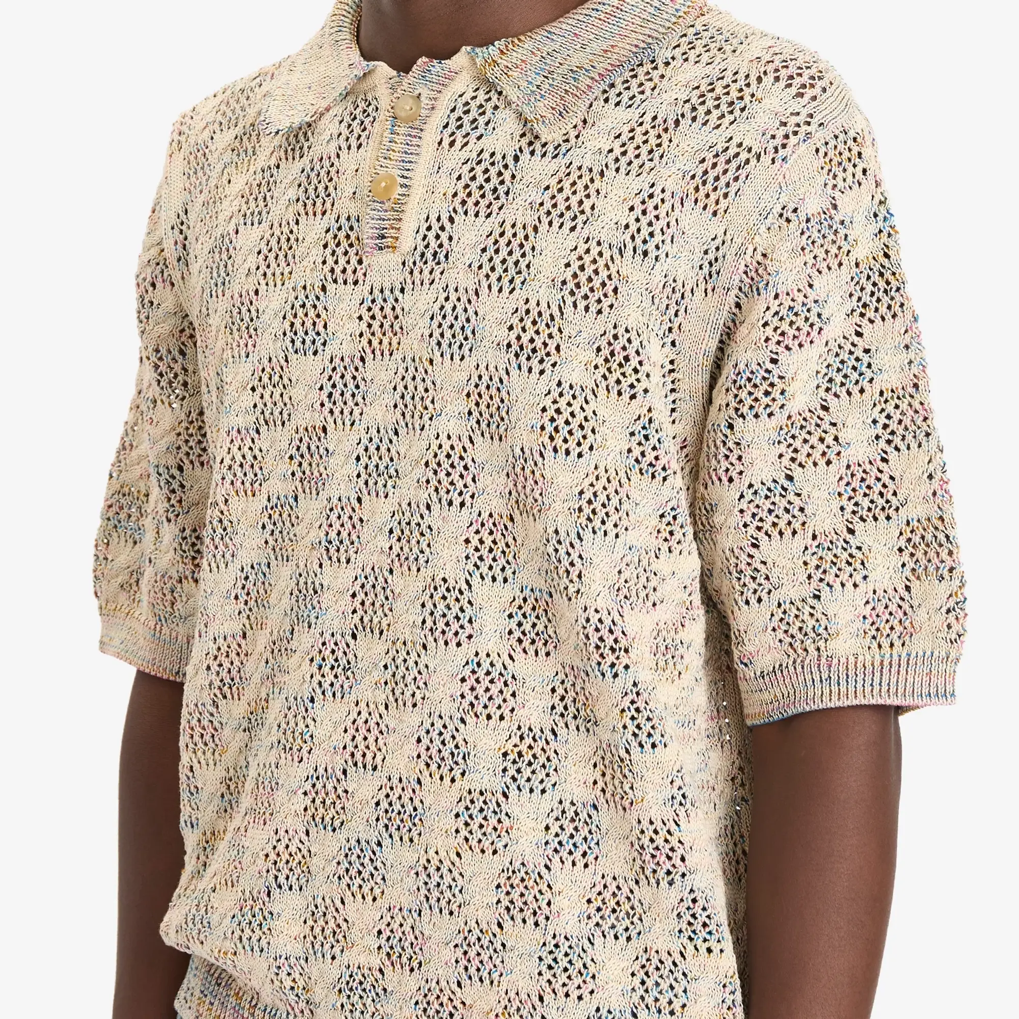 Corridor Men's Cable Knit Polo Shirt Neutrals