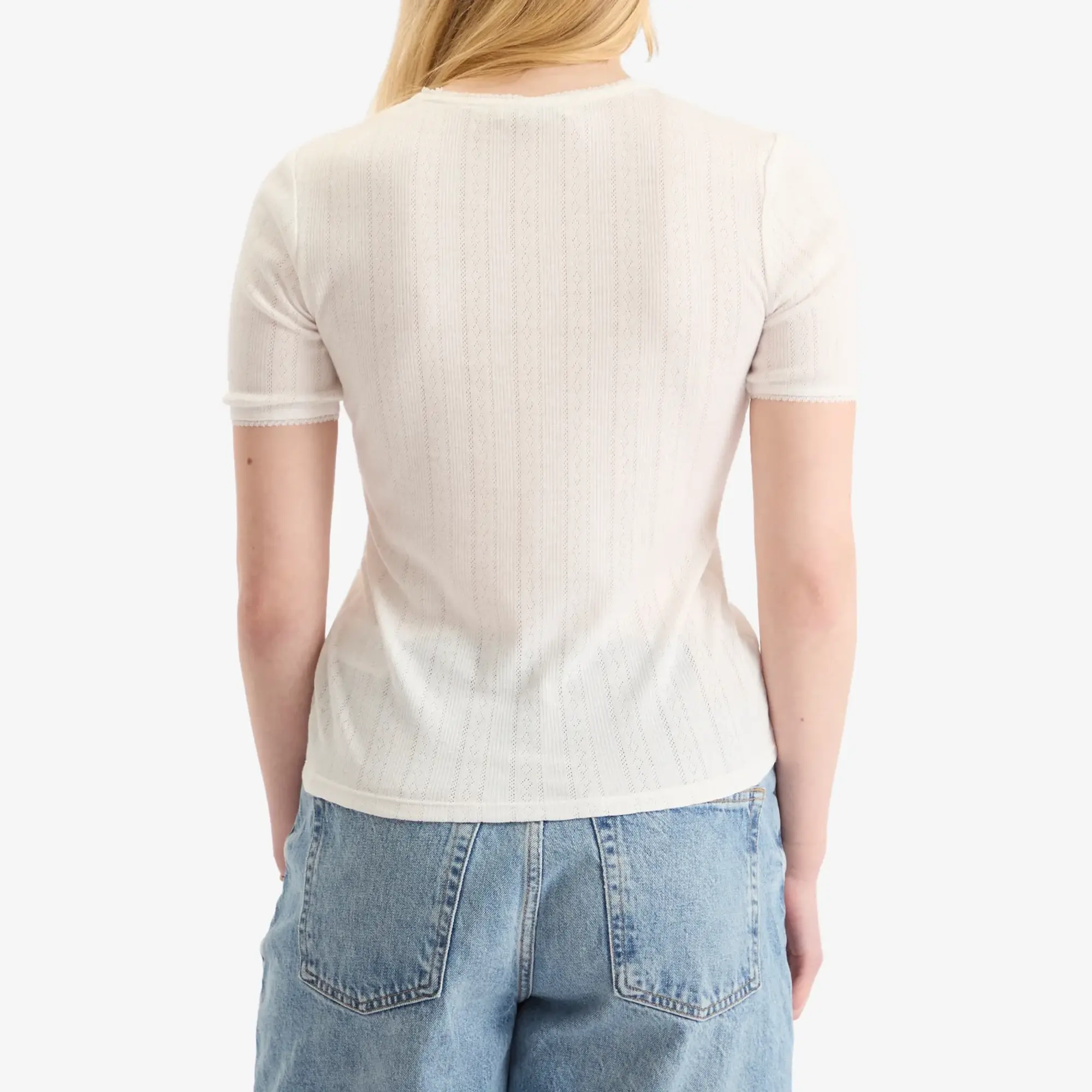 Anine Bing Women's Pia Pointelle T-Shirt Off White