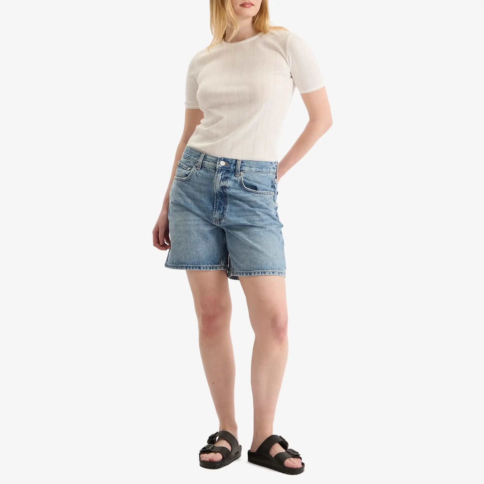 Anine Bing Women's Pia Pointelle T-Shirt Off White