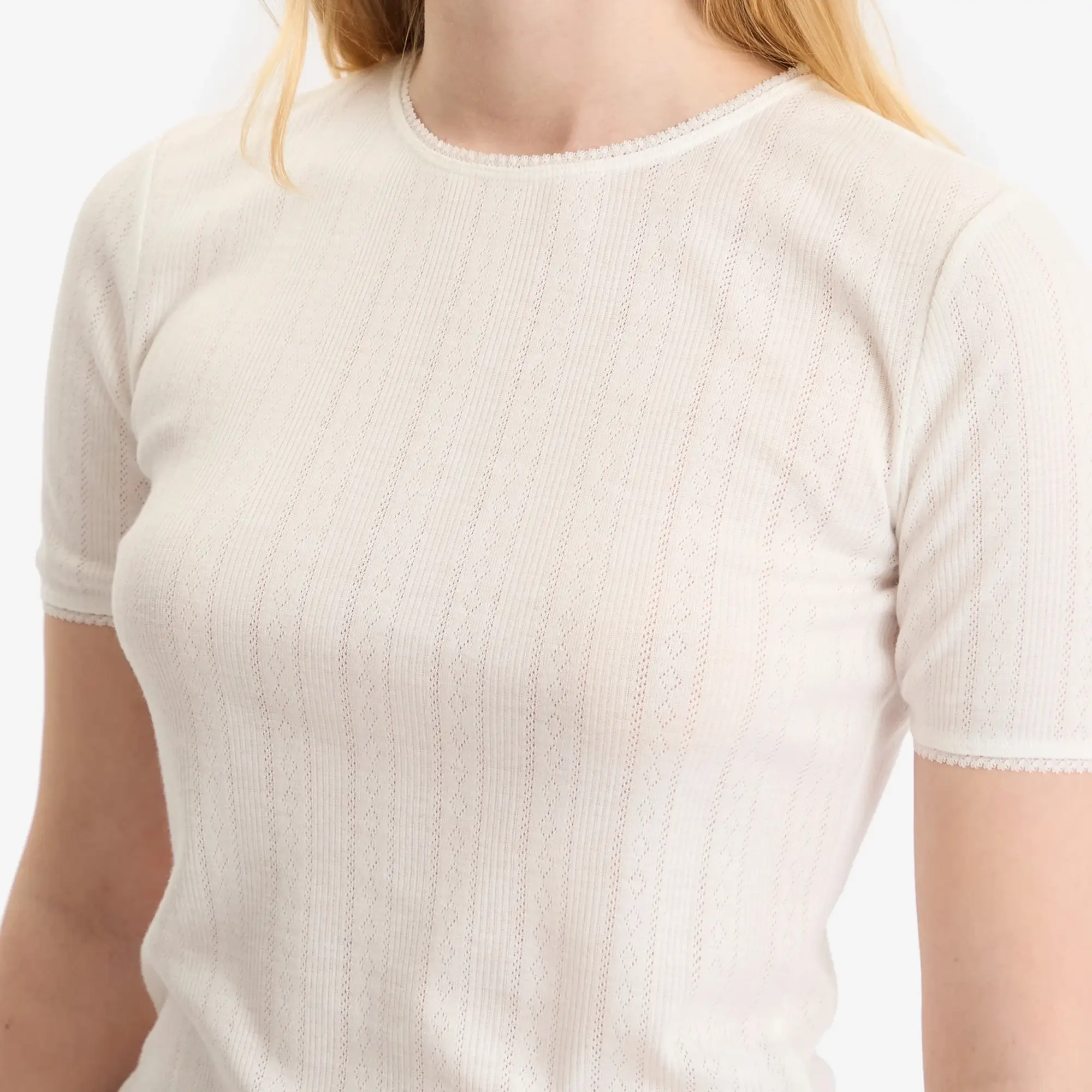 Anine Bing Women's Pia Pointelle T-Shirt Off White