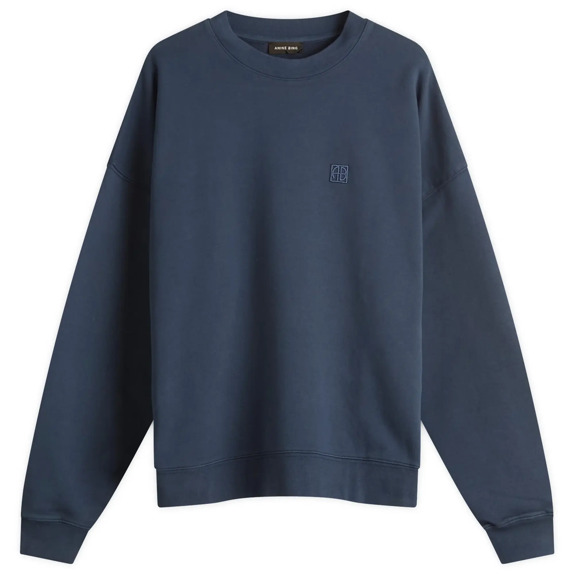 Anine Bing Women's Miles Framed Monogram Sweatshirt Washed Navy